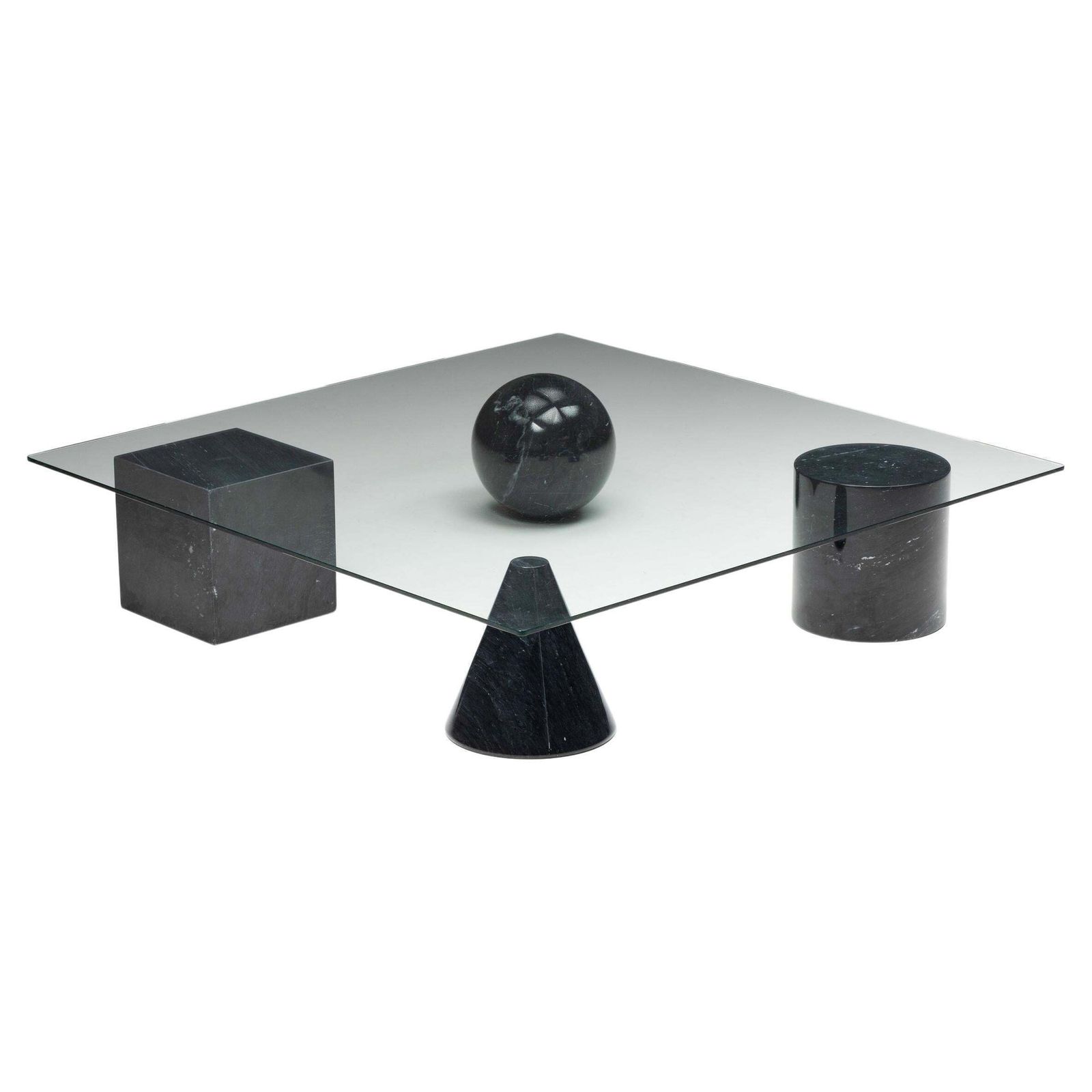 Marble And Glass Coffee Table In The Style Of Massimo Vignelli, 1970's