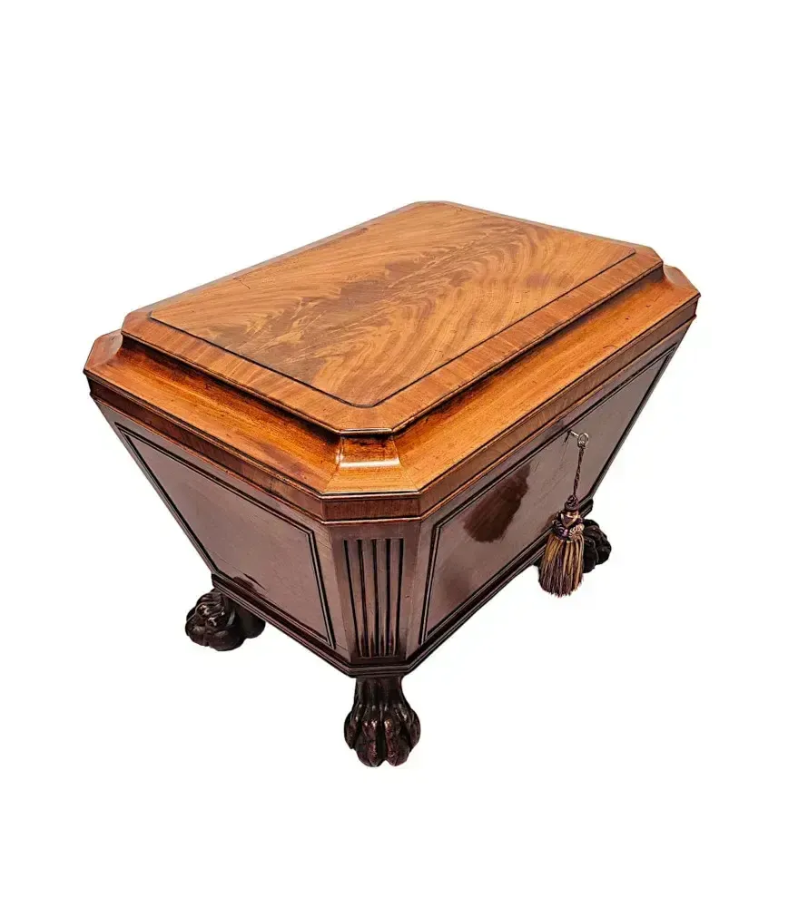 A Very Fine Early 19th Century Irish Sarcophagus Shaped Cellarette Or Wine Cooler On Paw Foot photo buy