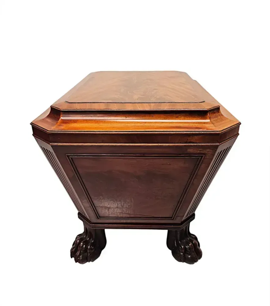 photo furniture A Very Fine Early 19th Century Irish Sarcophagus Shaped Cellarette Or Wine Cooler On Paw Foot