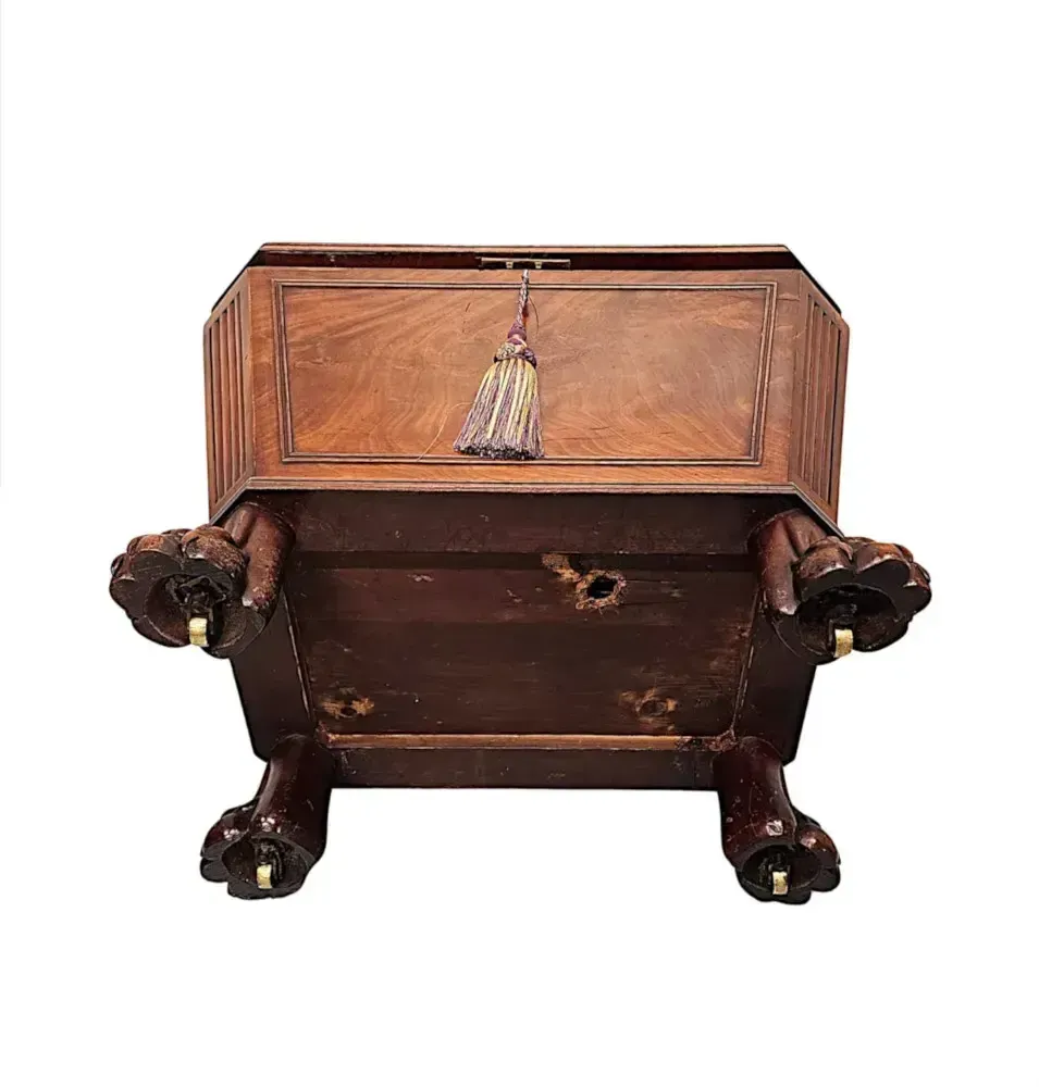 photo for sale A Very Fine Early 19th Century Irish Sarcophagus Shaped Cellarette Or Wine Cooler On Paw Foot