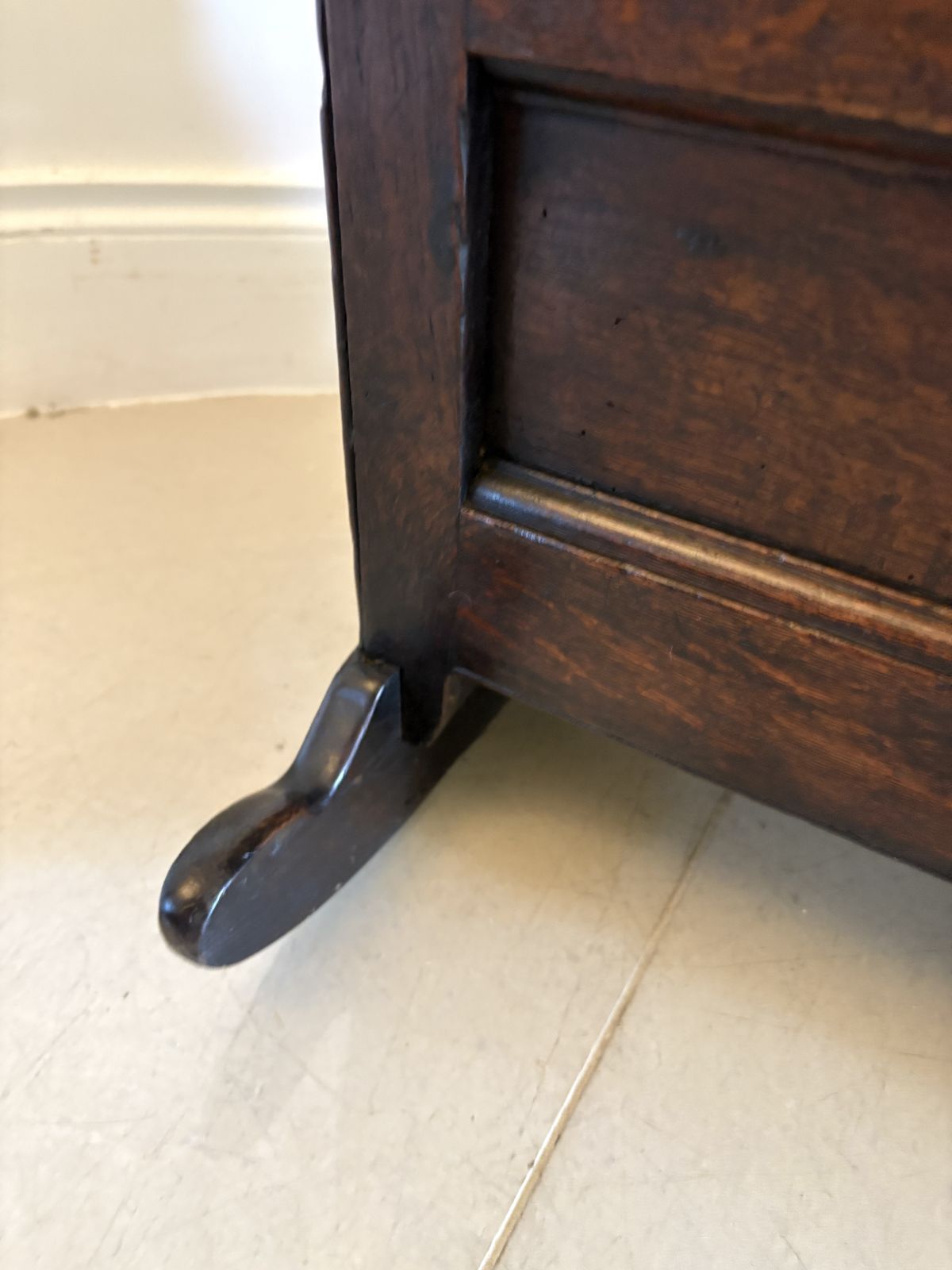 Antique William And Mary Quality Oak Panelled Rocking Crib photo furniture