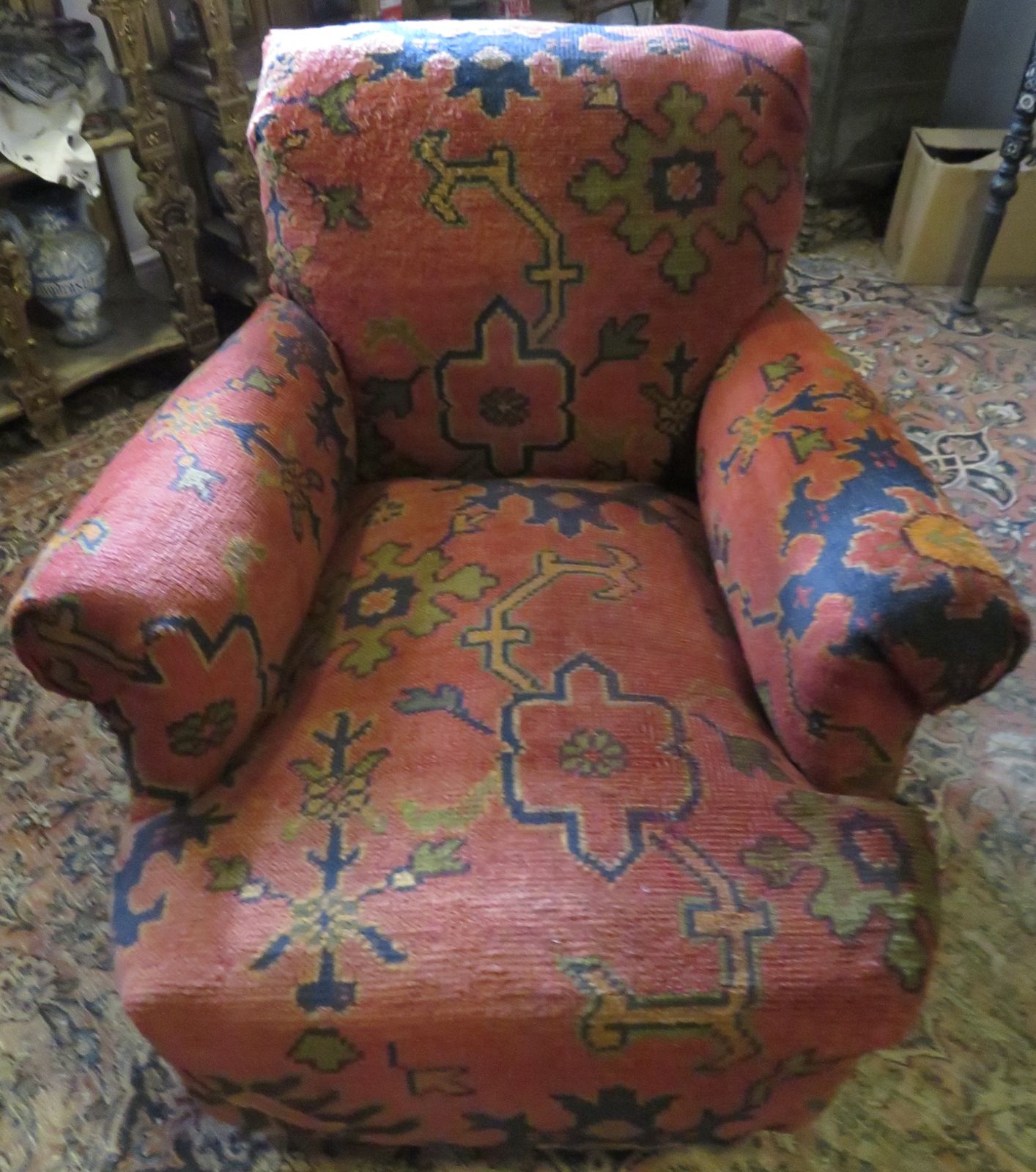 photo furniture Howard And Sons "Ushak Turkey Carpet" Club Armchair.