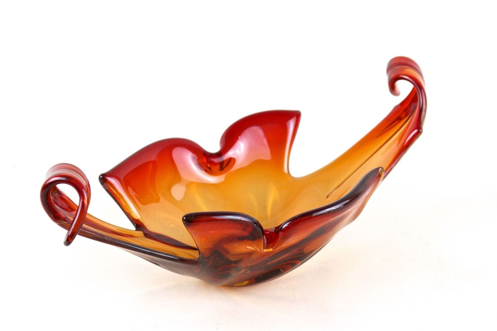 Mid Century Murano Sommerso Glass Bowl   Red/ Orange Tones, Italy Ca. 1960 photo buy