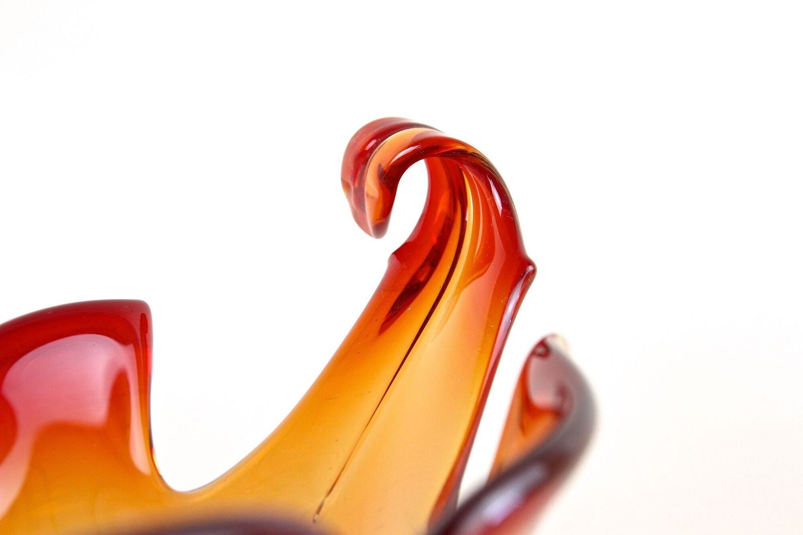 450.0 Mid Century Murano Sommerso Glass Bowl   Red/ Orange Tones, Italy Ca. 1960 photo