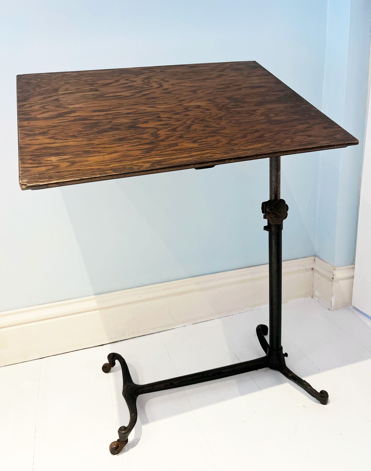Victorian Reading Stand, Adjustable Reading Table, Architect Drawing Board, Cast Iron Base photo furniture
