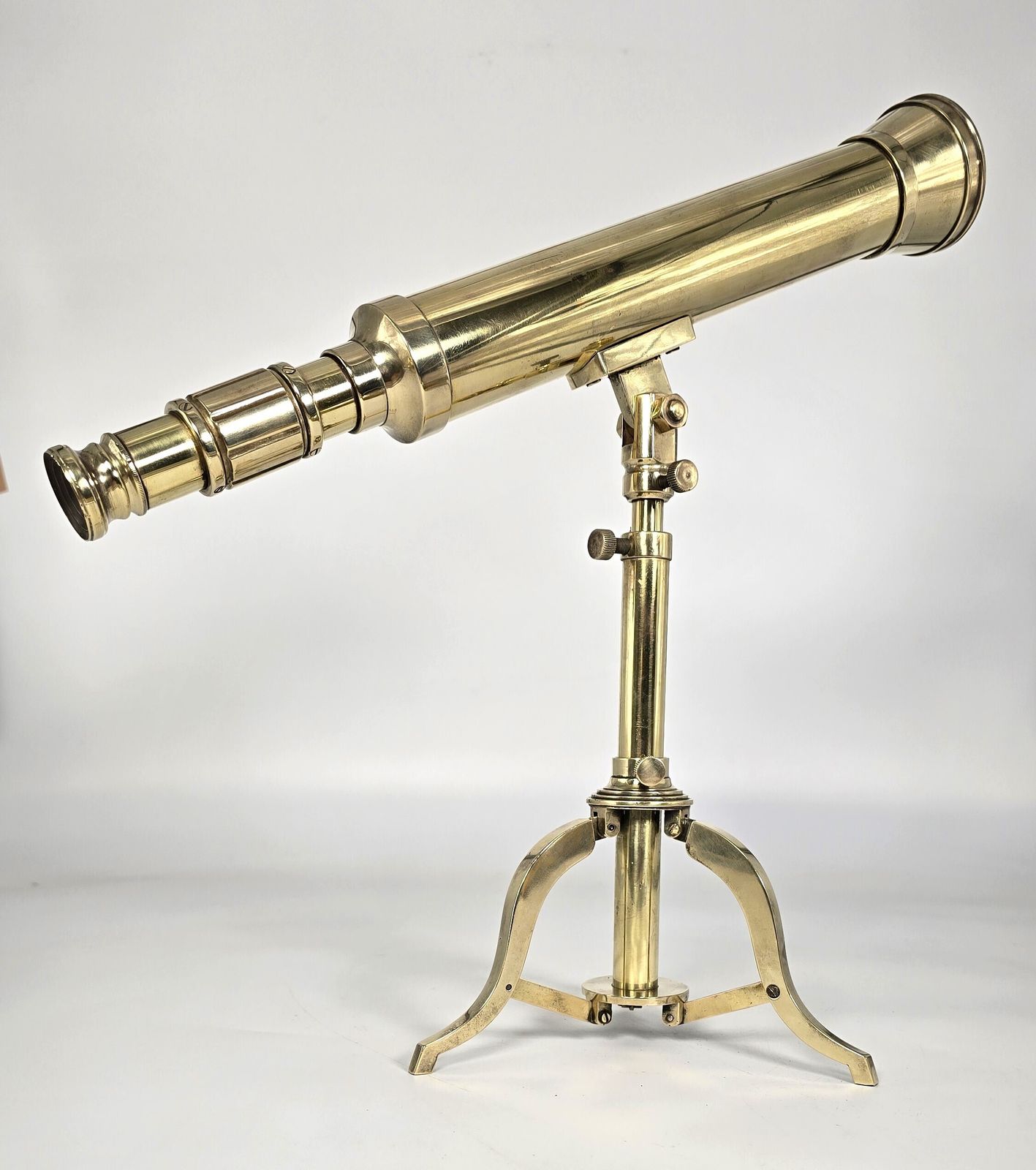 Home Decor A Small Mid 19th Century Brass Telescope With An Original Folding Brass Tripod Stand. photo