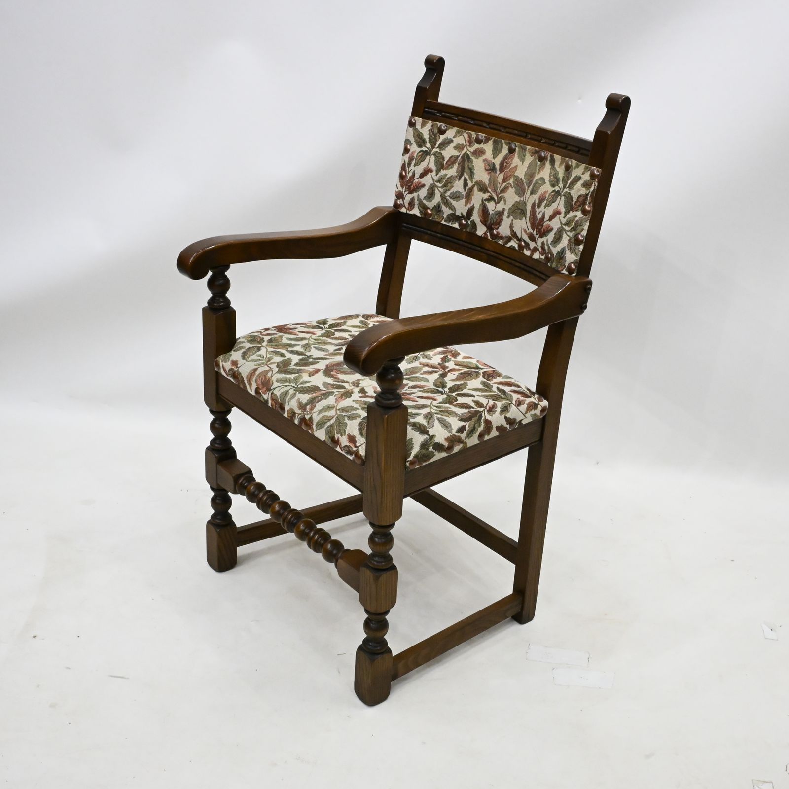 6 Old Charm Dining Chairs Light Oak Studded Upholstery 2 Carver Free Uk Delivery photo 827.0