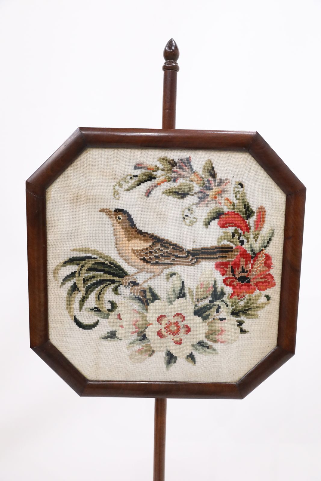 Antique Pole Fire Screen Bird Tapestry Hip Splayed Legs Free Uk Delivery photo Home Fixtures