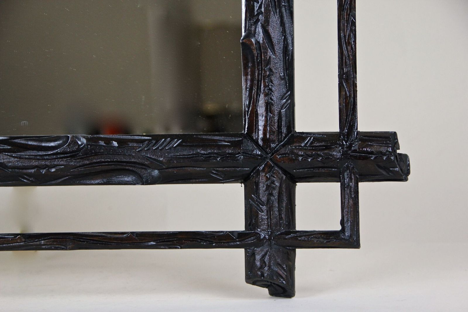 19th Century Rustic Black Forest Mirror, Hand Carved, Austria, Circa 1880 photo buy