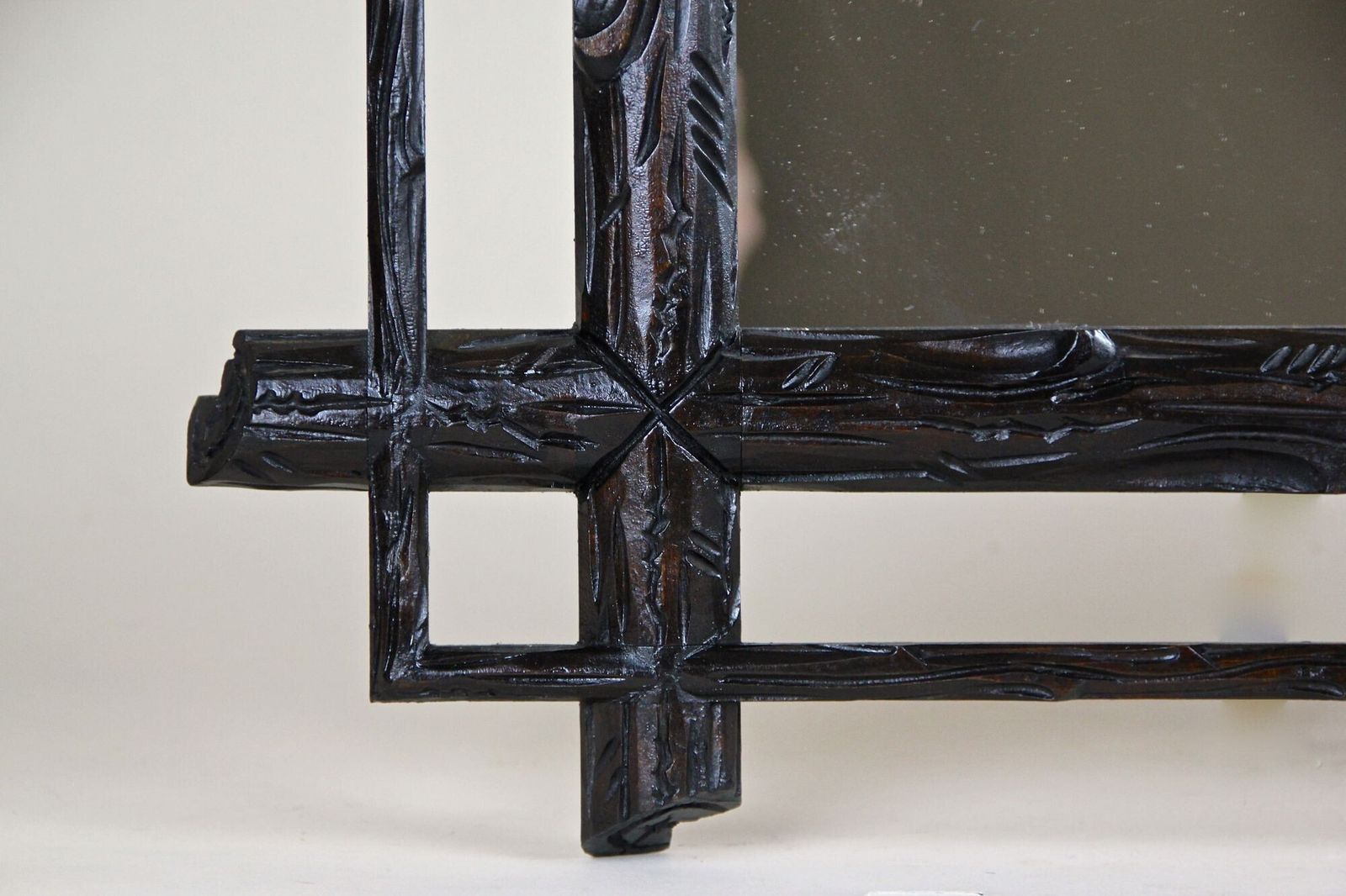 photo furniture 19th Century Rustic Black Forest Mirror, Hand Carved, Austria, Circa 1880