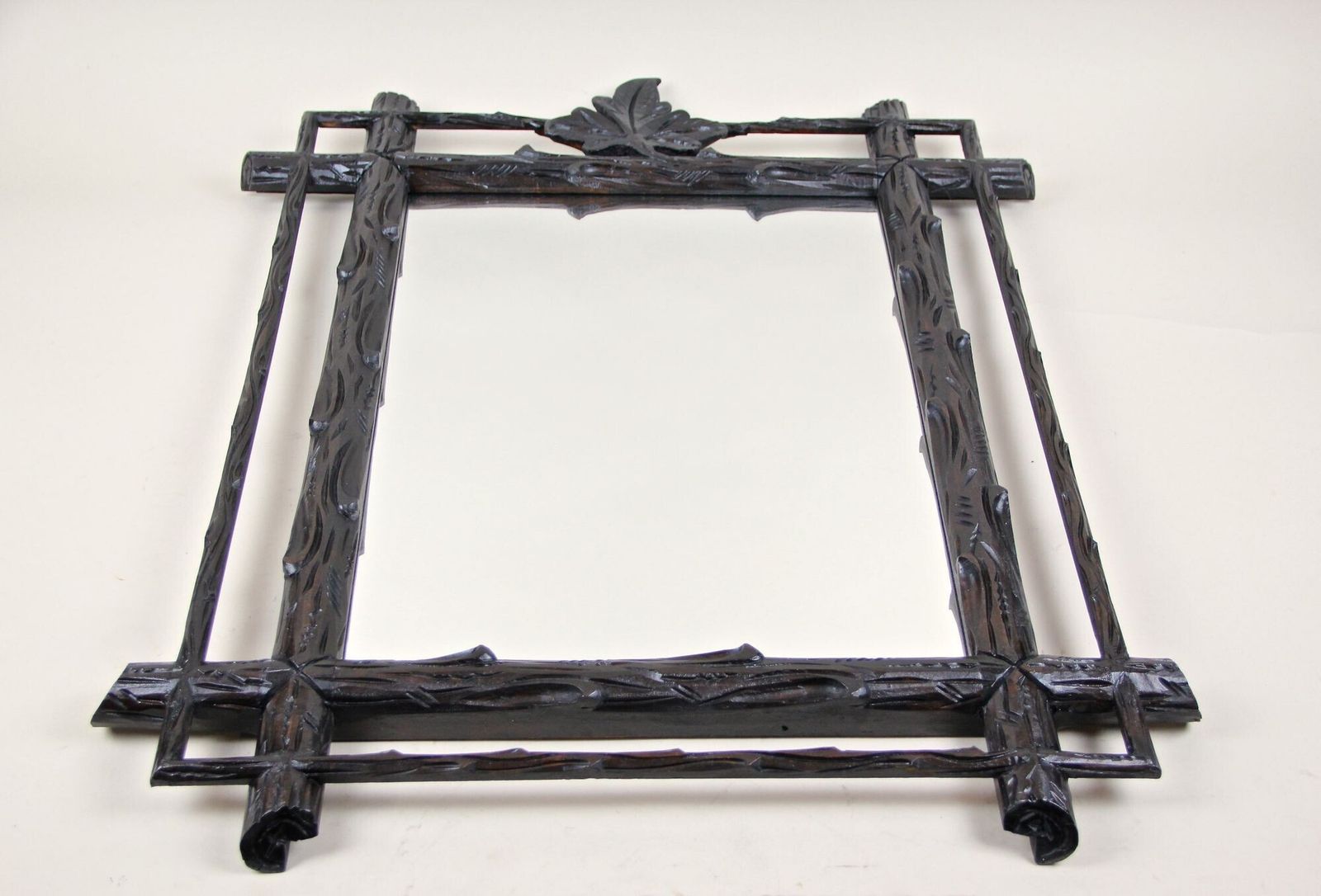 Home Decor 19th Century Rustic Black Forest Mirror, Hand Carved, Austria, Circa 1880 photo