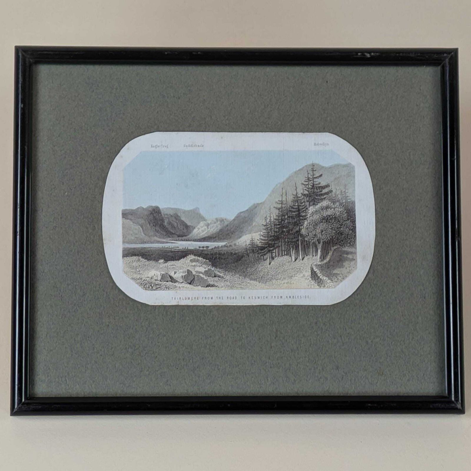 photo furniture Antique 1850s British Framed Landscape Lithograph Letter Headings From England, Decorative Wall Hangings