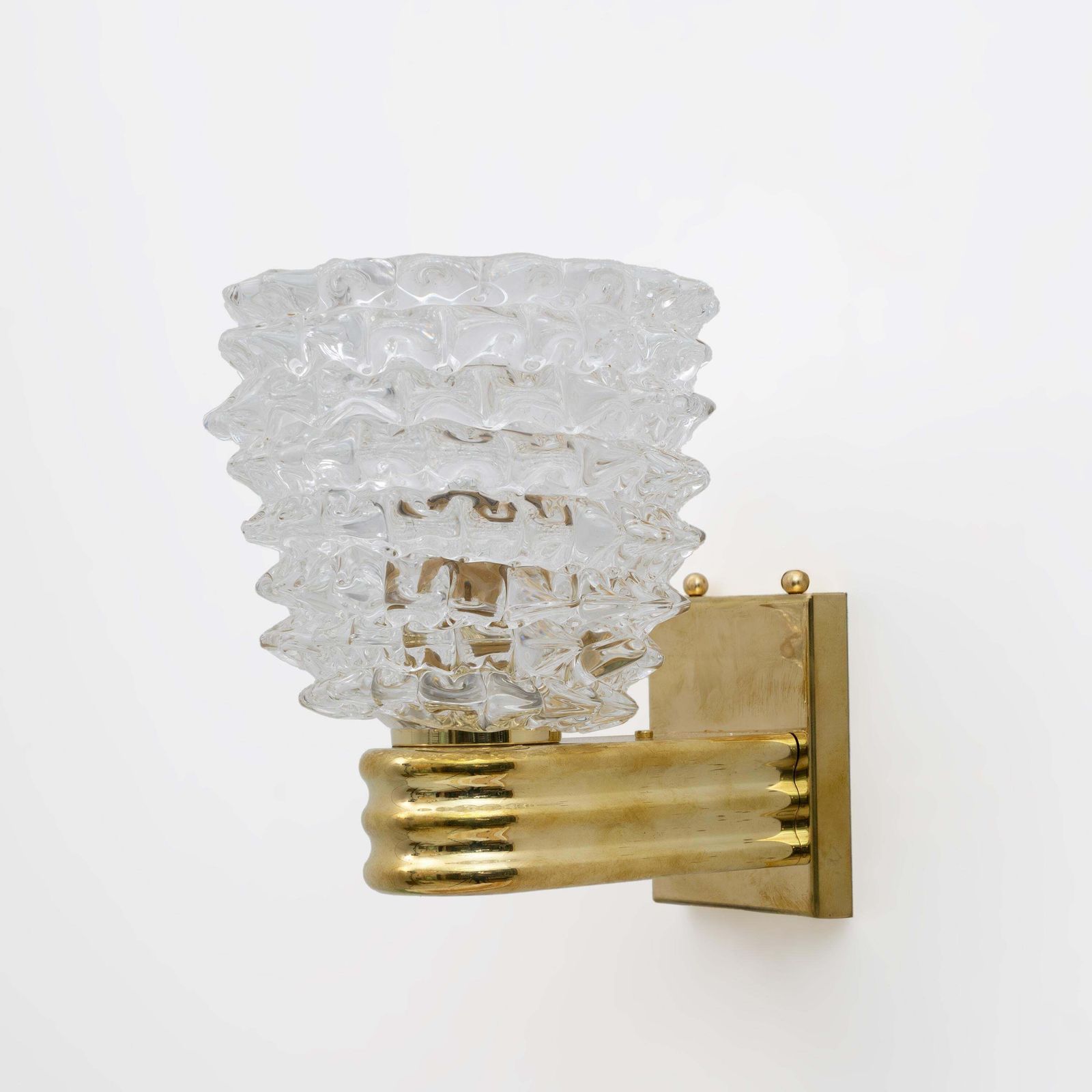 Barovier & Toso Art Dèco Style Brass And Rostrato Murano Glass Big Sconces, Pair photo furniture