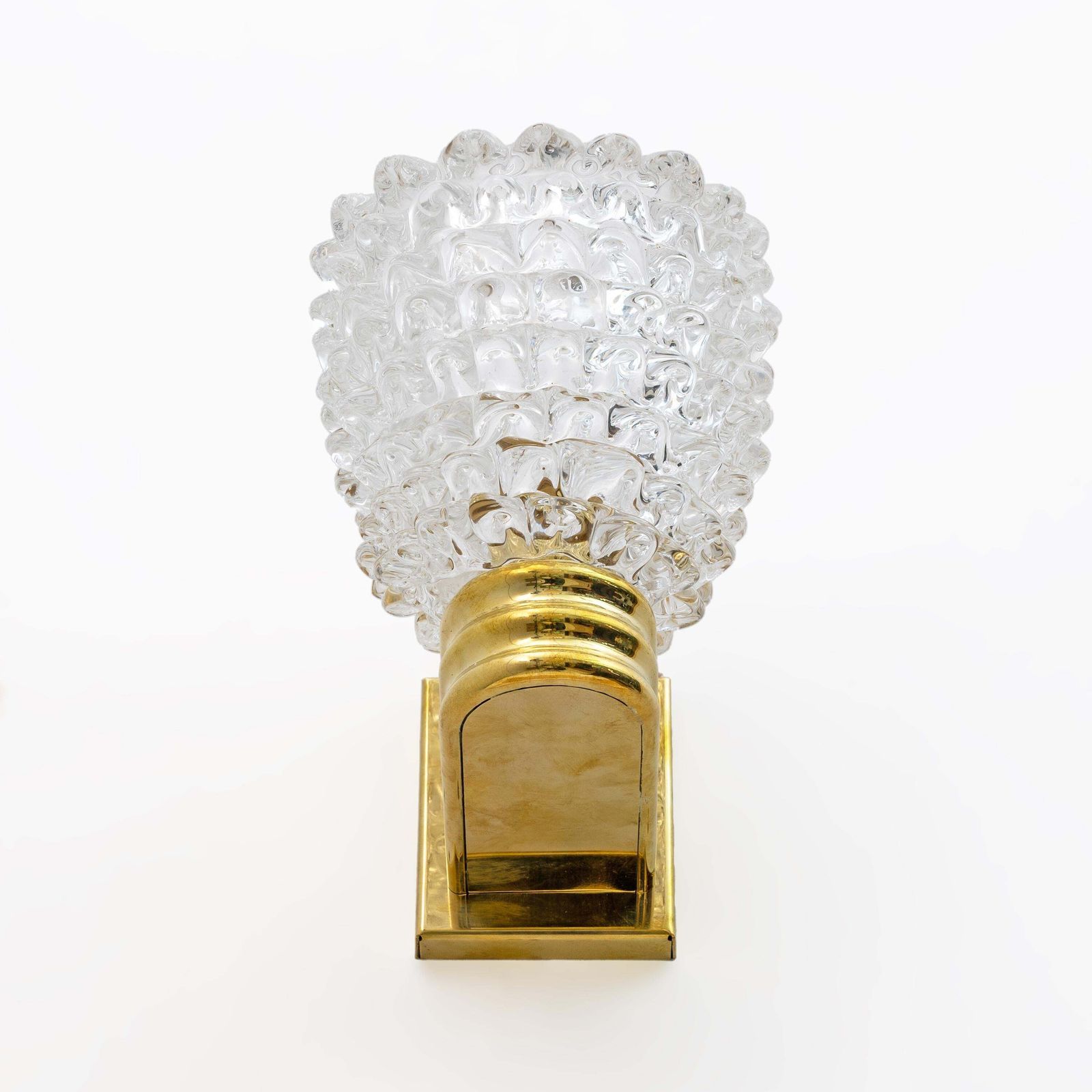 Barovier & Toso Art Dèco Style Brass And Rostrato Murano Glass Big Sconces, Pair photo buy