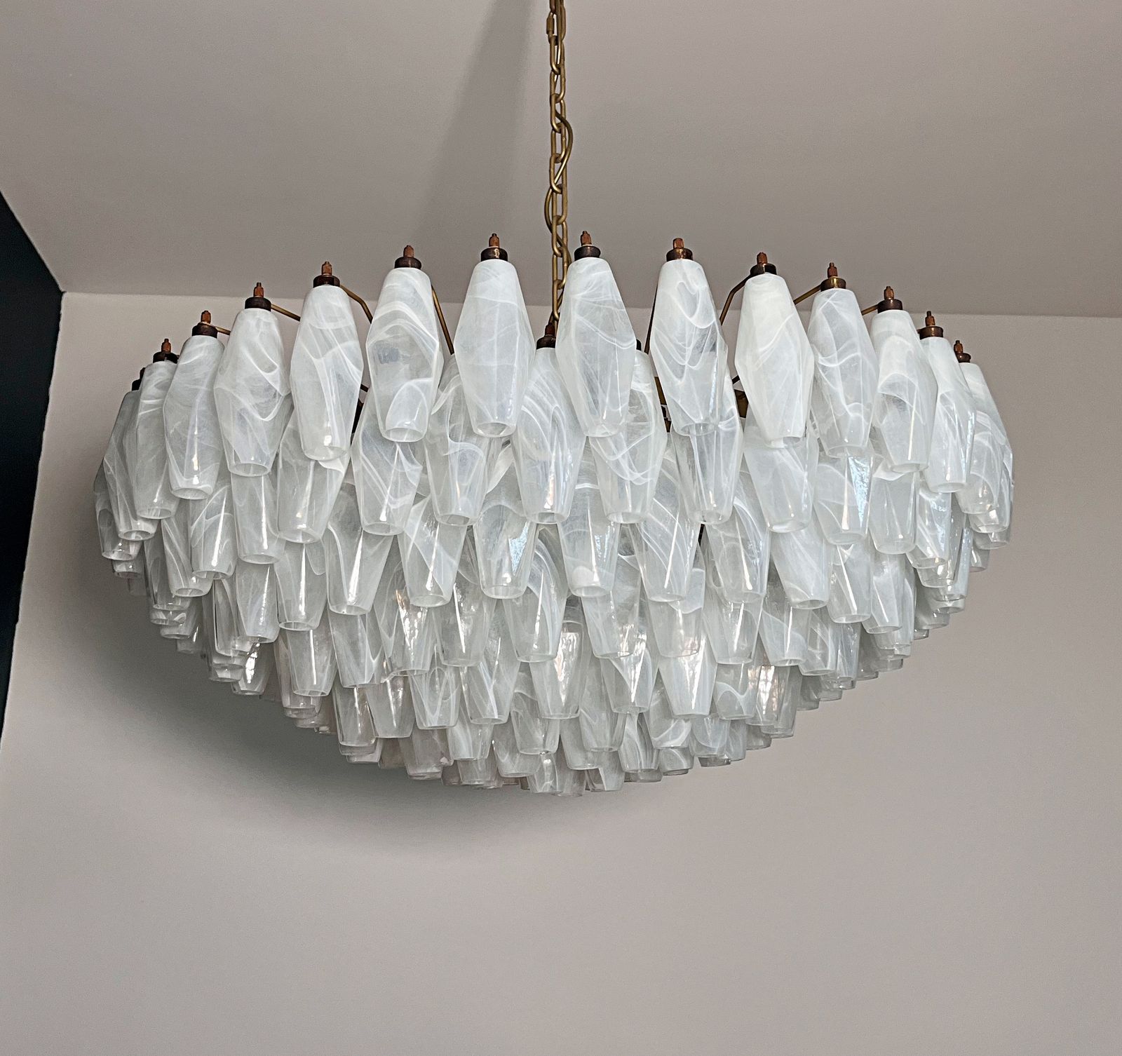 Amazing Murano Glass Candelier   185 Poliedri White Alabaster photo 3395.0