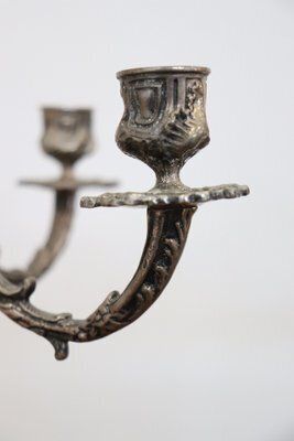 Home Decor Candleholders In Silvered Metal, 1980s, Set Of 2 photo