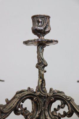 1131.0 Candleholders In Silvered Metal, 1980s, Set Of 2 photo