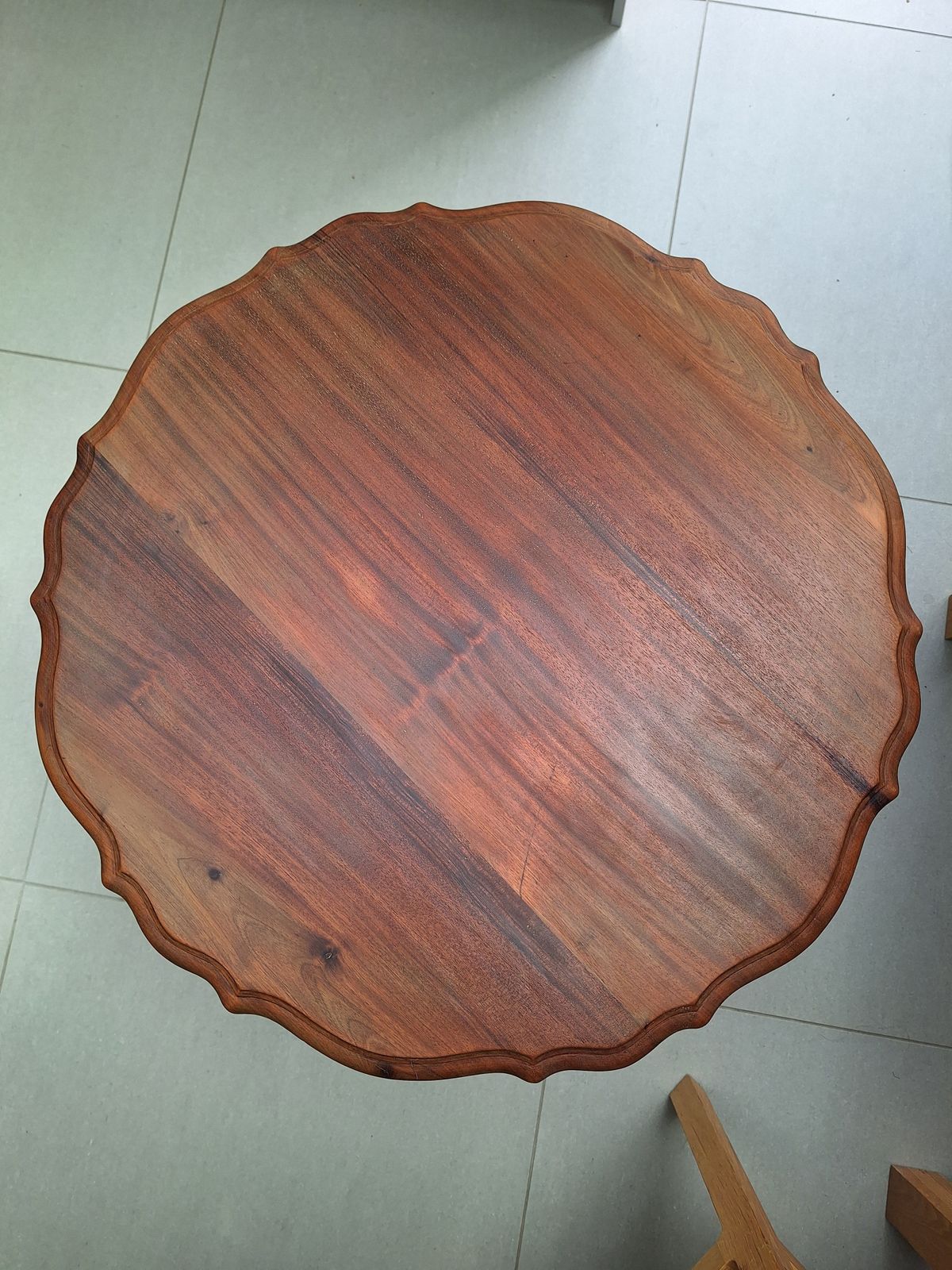 Antique Wooden Side Table   Scalloped Top 2 Tier Mahogany photo for sale