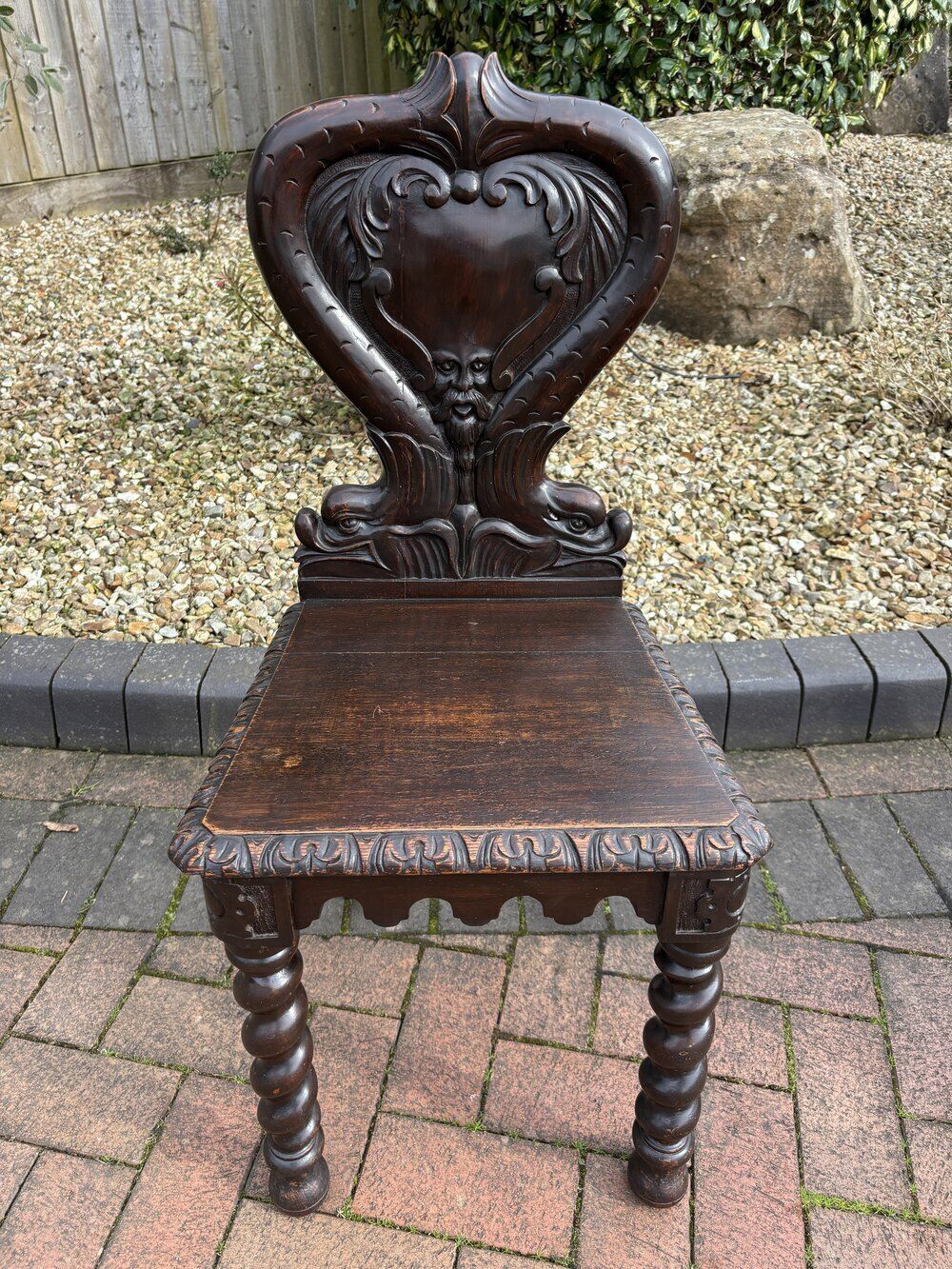 Victorian Oak Hall Chair, 1800s photo furniture