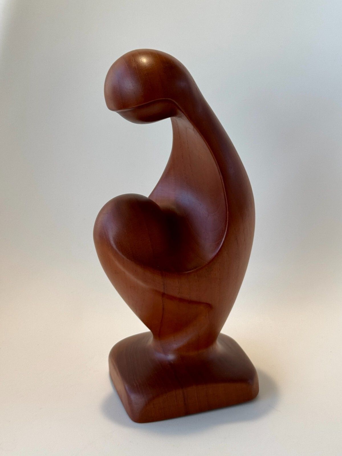 Mid Century Danish Teak Sculpture Simon Randers Mobilfabrik "Mother & Child" photo vintage