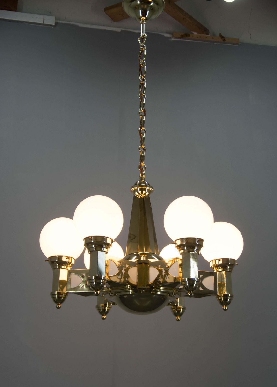 Rare Art Nouveau Chandelier By Emil Kralik For Vulkania, 1920s photo vinterior