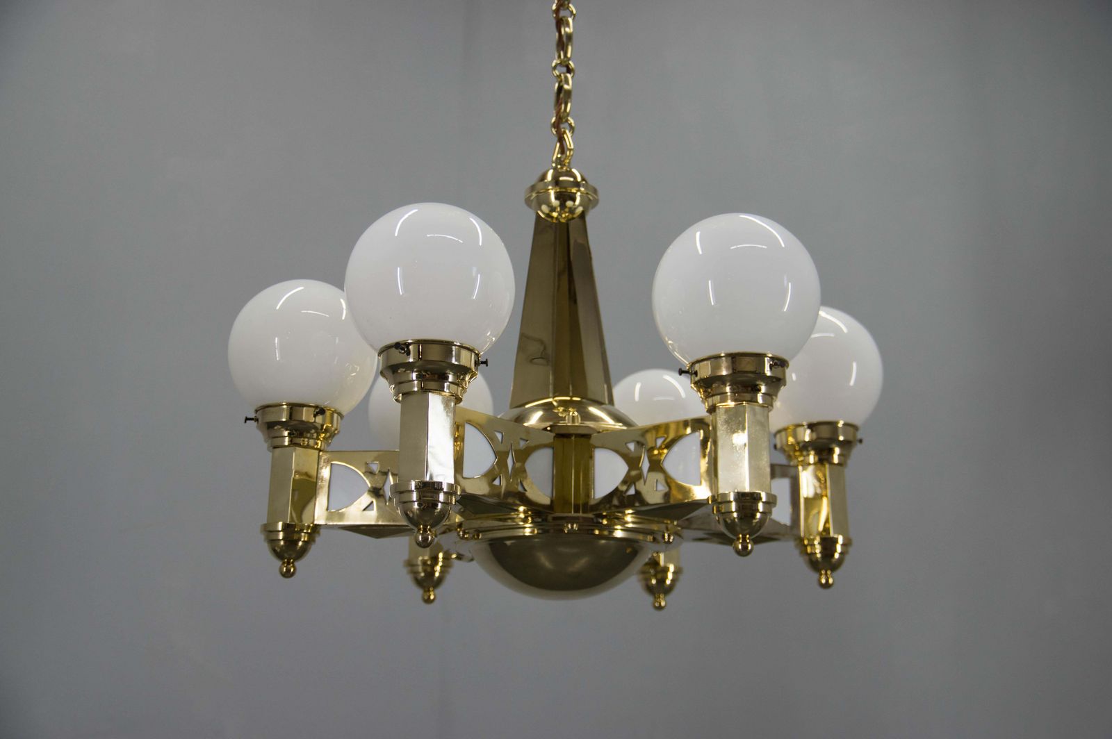 photo vinterior Rare Art Nouveau Chandelier By Emil Kralik For Vulkania, 1920s