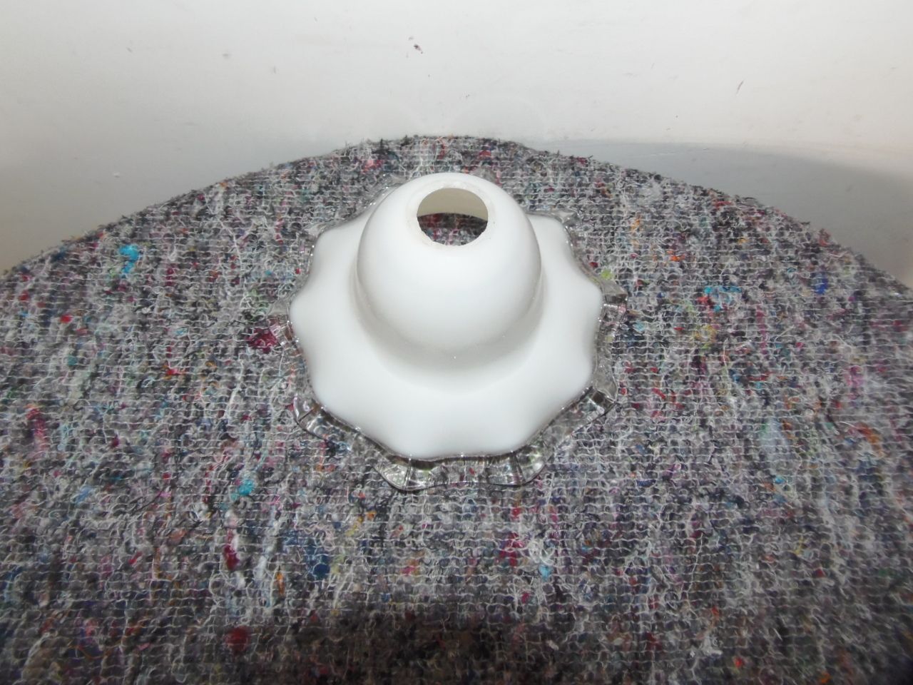 Milky Glass Lamp Shade, 1900s, Antique