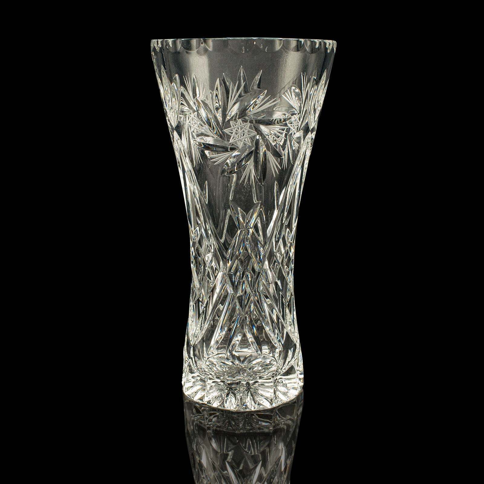 Vintage Crystal Flower Vase, English, Cut Glass, Bouquet, Sleeve, Circa 1940 photo furniture