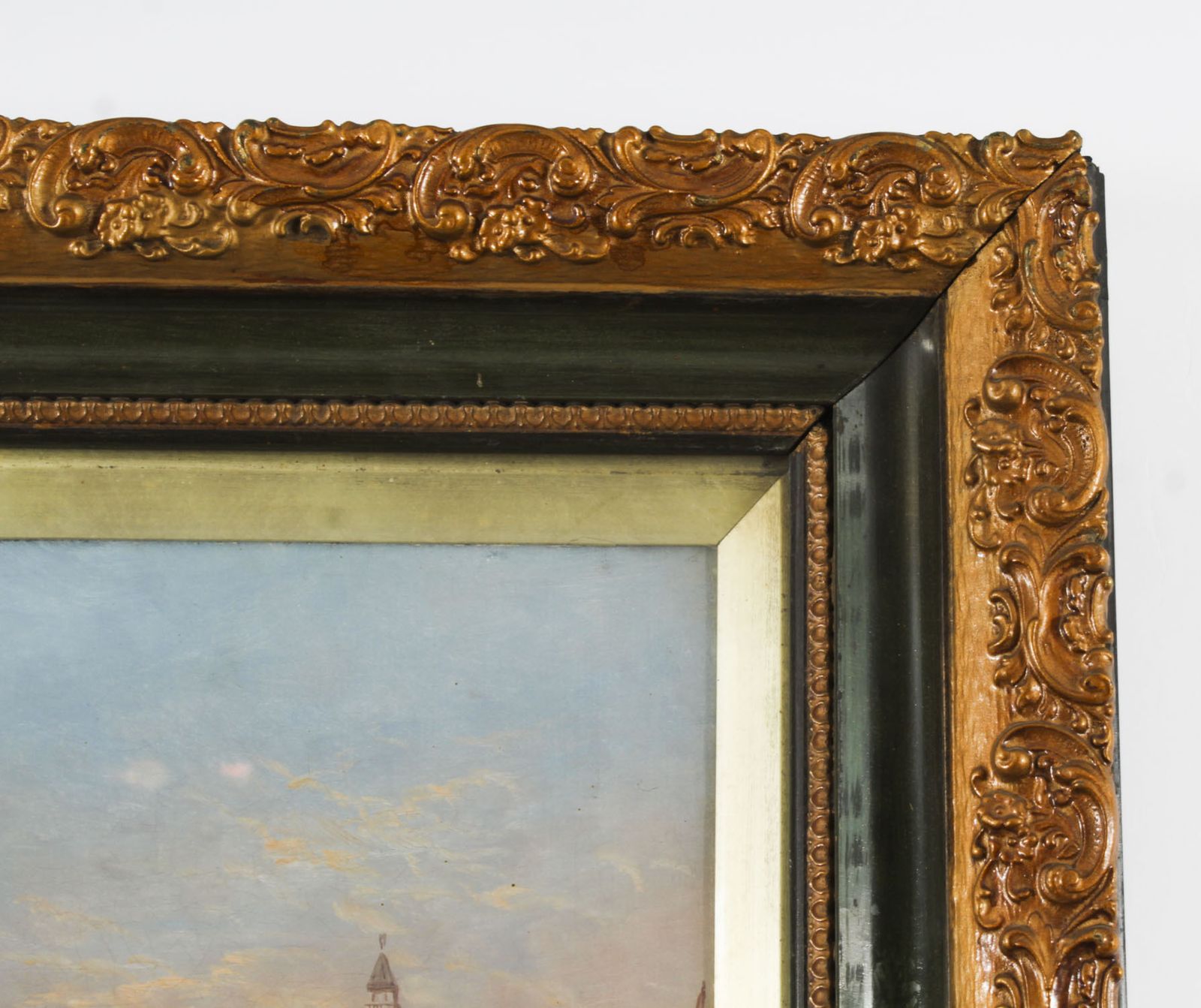 Antique Oil On Canvas Painting Of  Venice By Alfred Pollentine 19th Century photo vintage