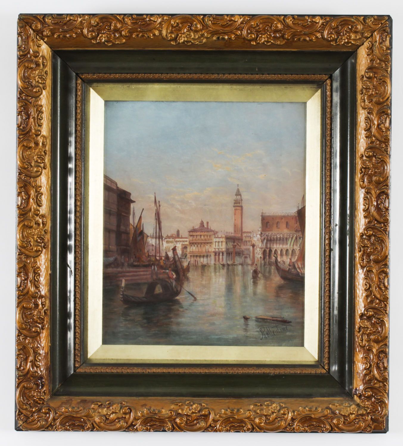 Art Antique Oil On Canvas Painting Of  Venice By Alfred Pollentine 19th Century photo