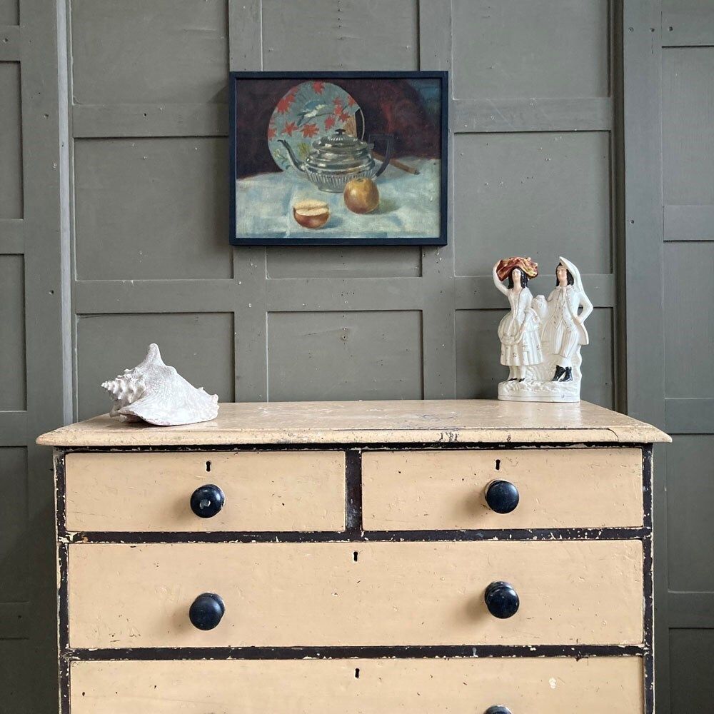 Furniture Antique Painted Pine Drawers, 1800s photo
