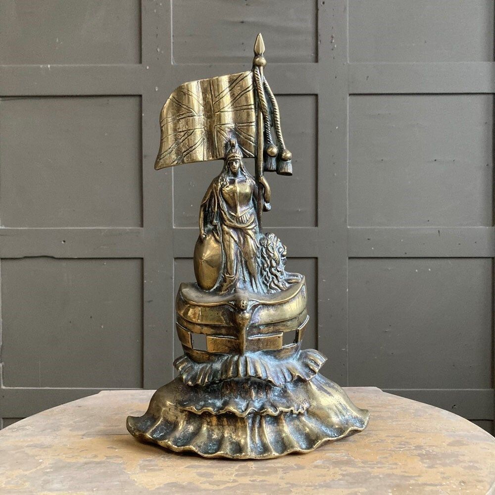 Victorian Brass Door Stop   'Britannia' photo vinterior