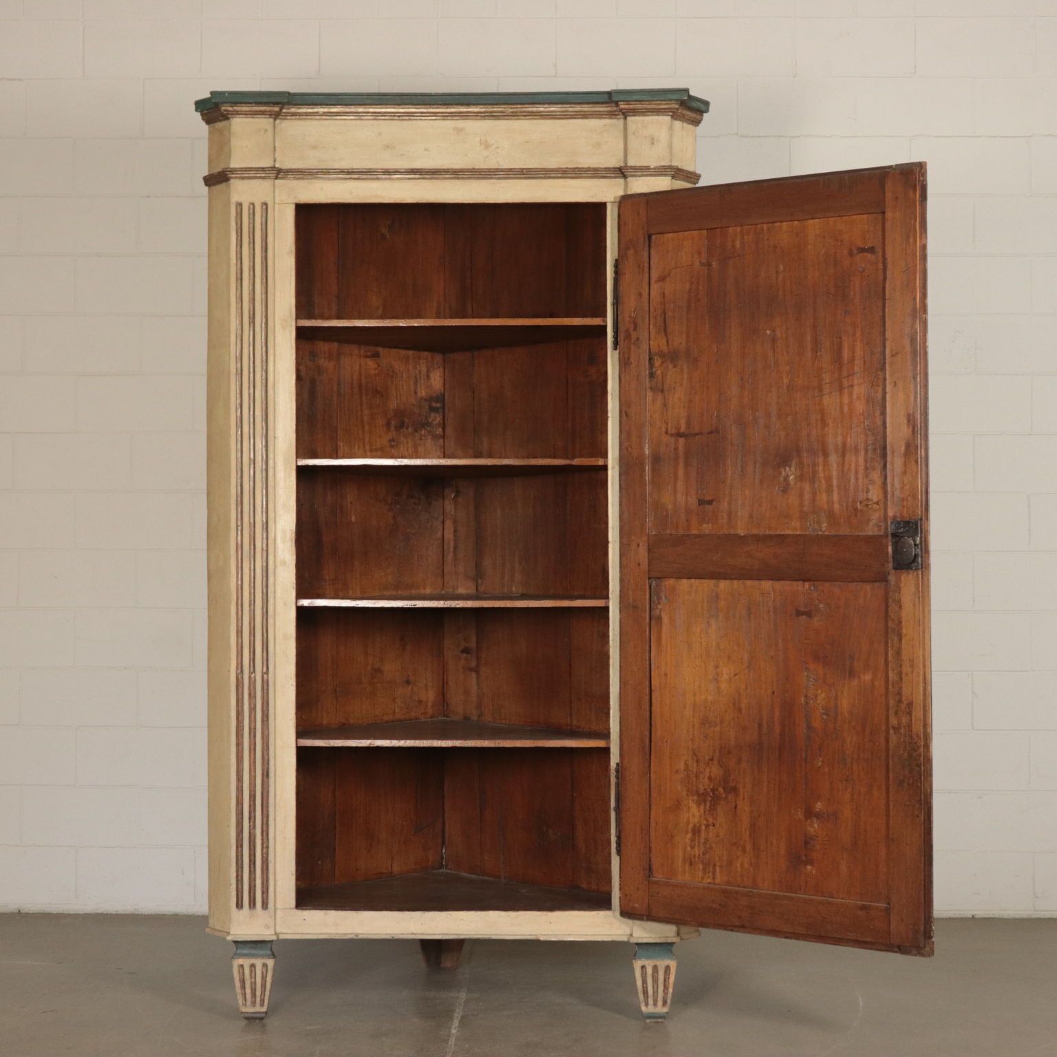 Pair Of Antique Corner Cabinets Poplar Piacenza Italy 18th Century photo for sale