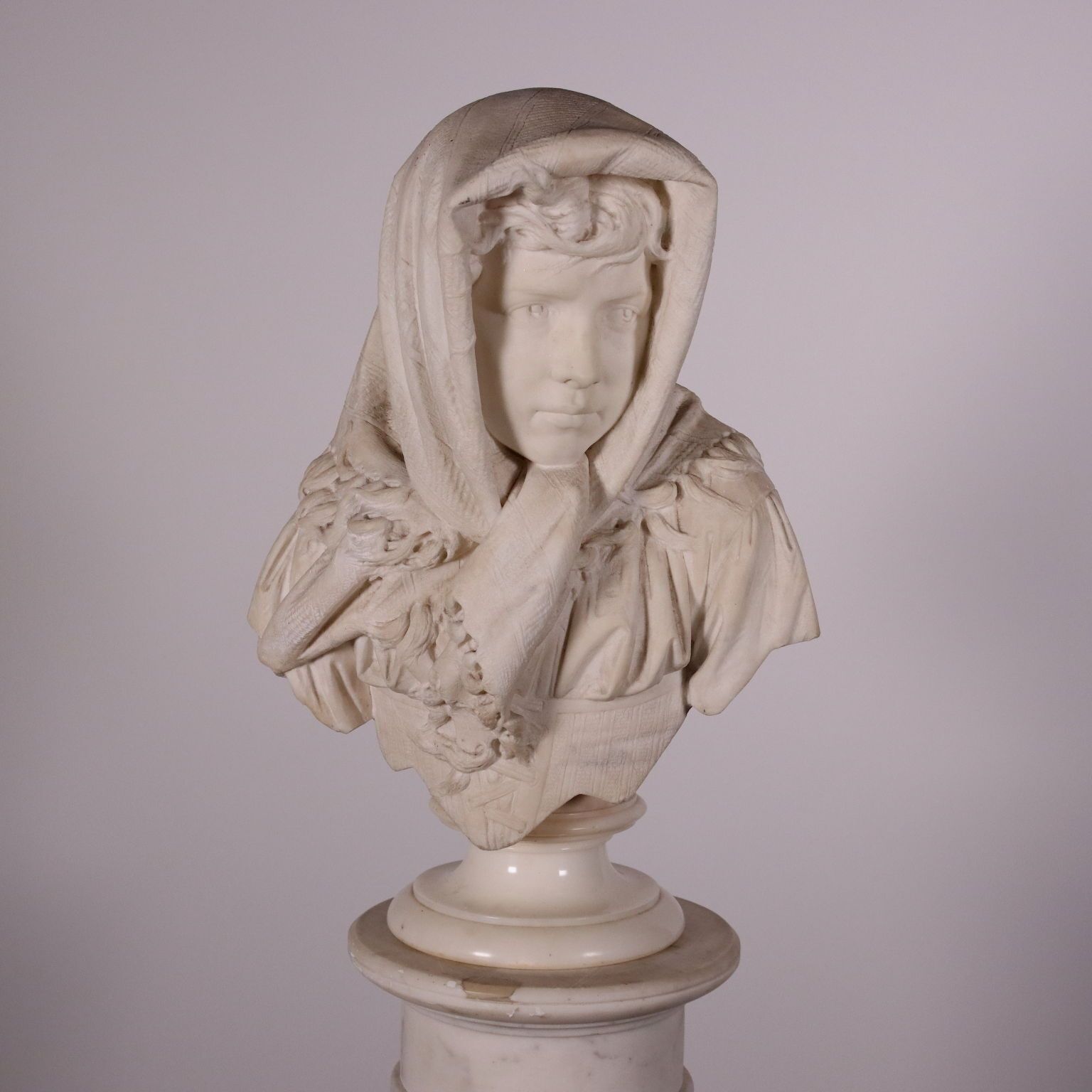 Portrait Of A Young Girl Marble Florence Tuscany 1894 photo for sale