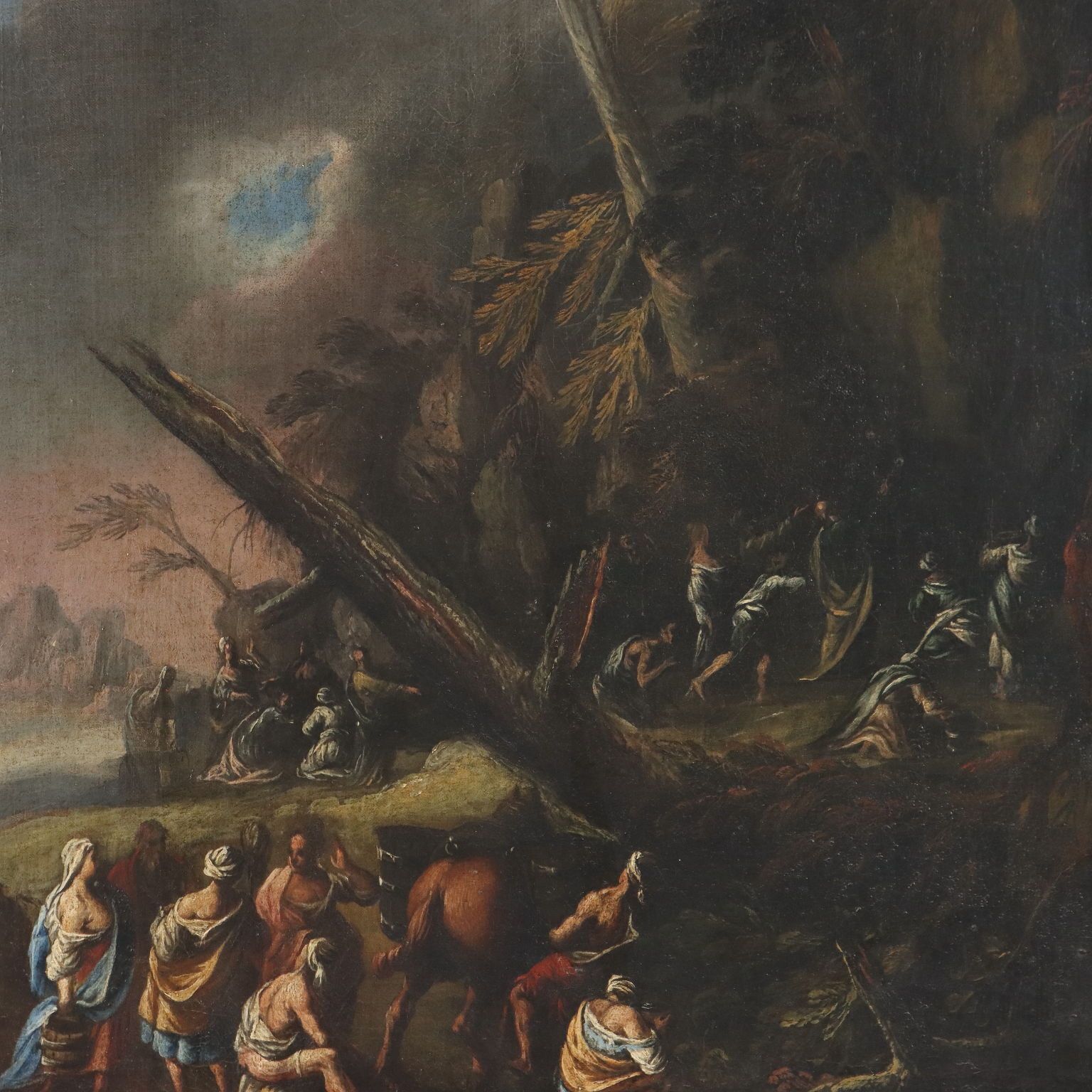 Antique Painting Religious Subject Moses XVII XVIII Century photo for sale