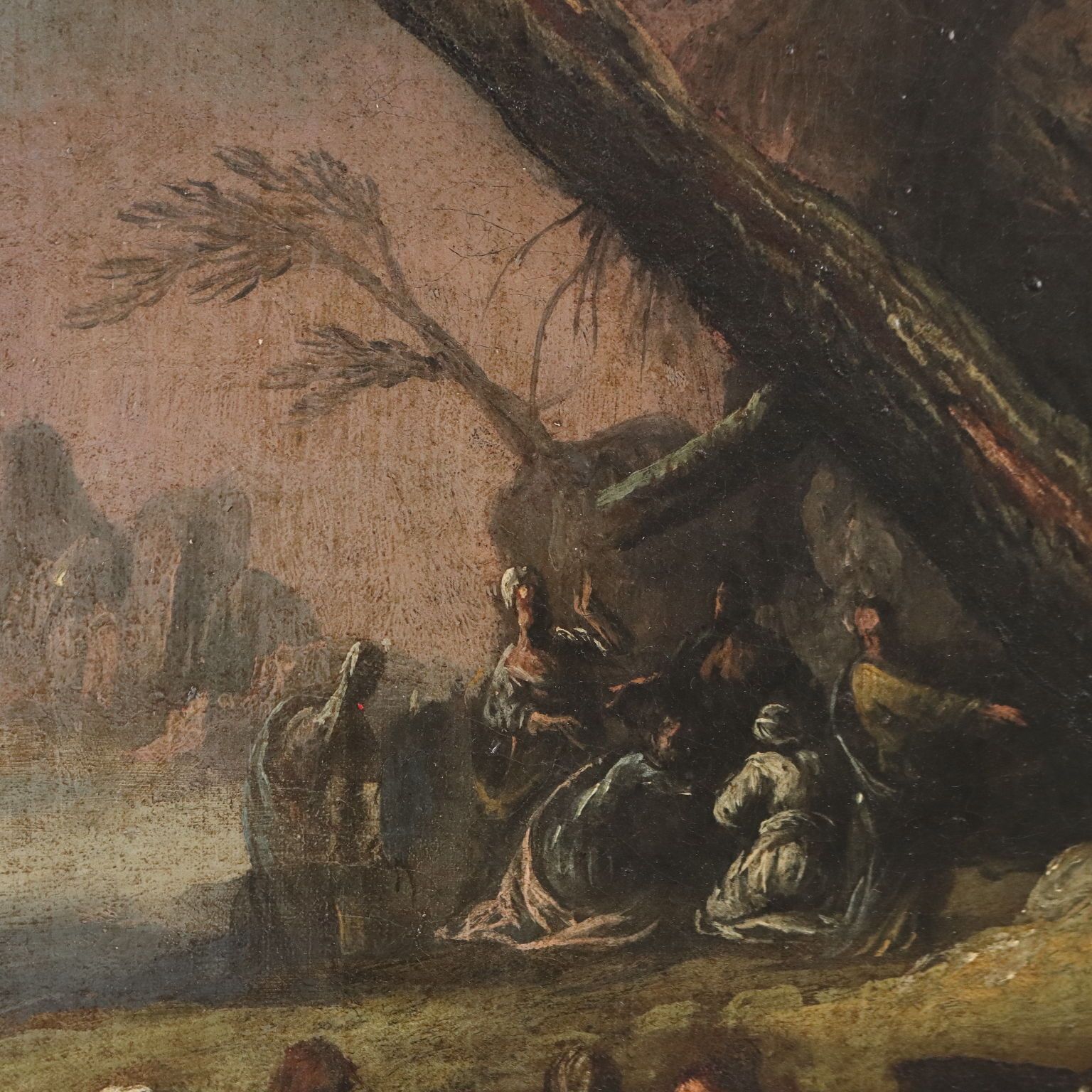 Antique Painting Religious Subject Moses XVII XVIII Century photo vintage