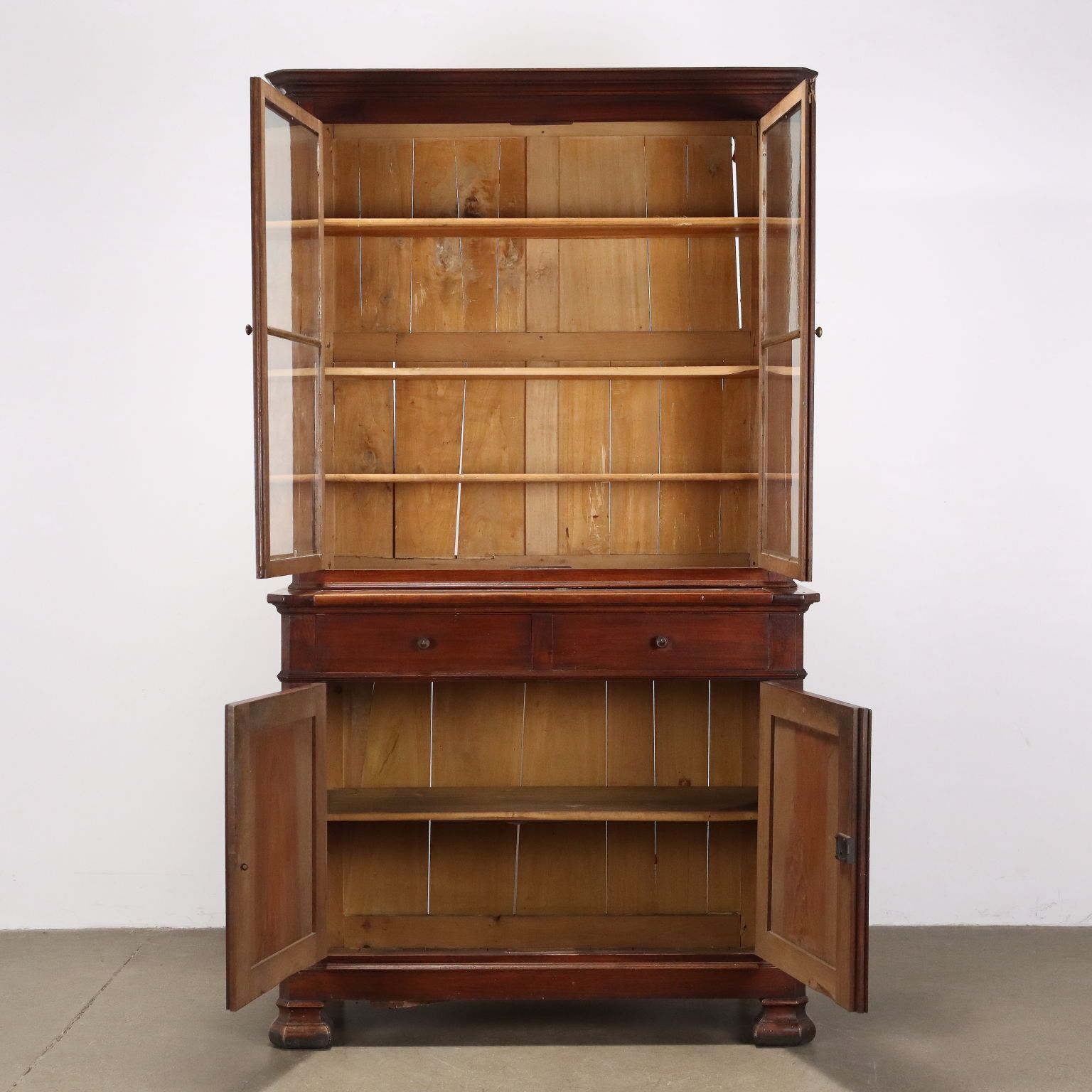 Antique Bookcase Louis Philippe Walnut Italy XIX Century photo for sale