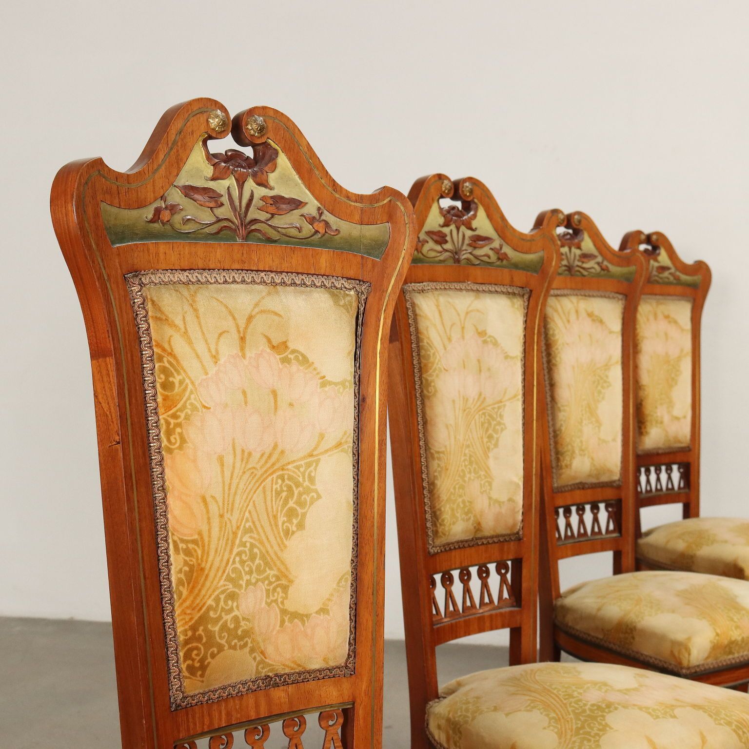 Group Of Chairs And Armchairs Art Nouveau Italy XIX Century photo for sale