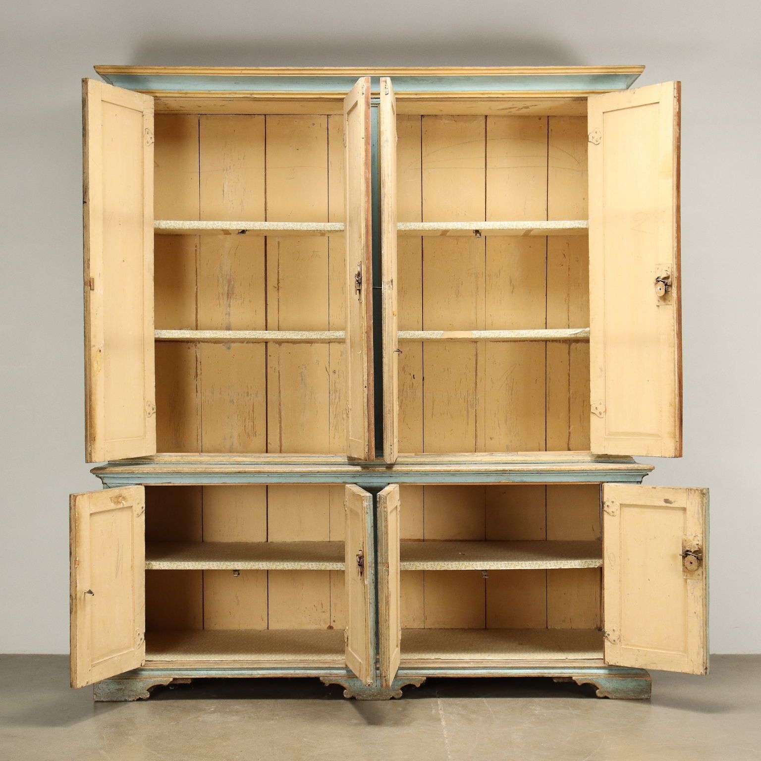 Antique Cupboard Baroque Style Mid XVIII Century Lacquered Wood photo for sale