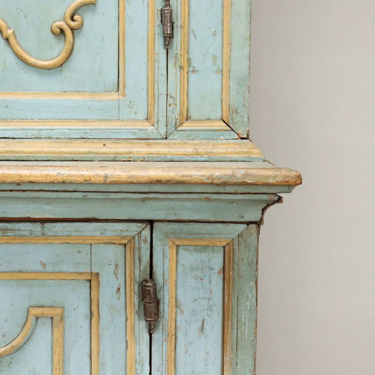 Antique Cupboard Baroque Style Mid XVIII Century Lacquered Wood photo vintage