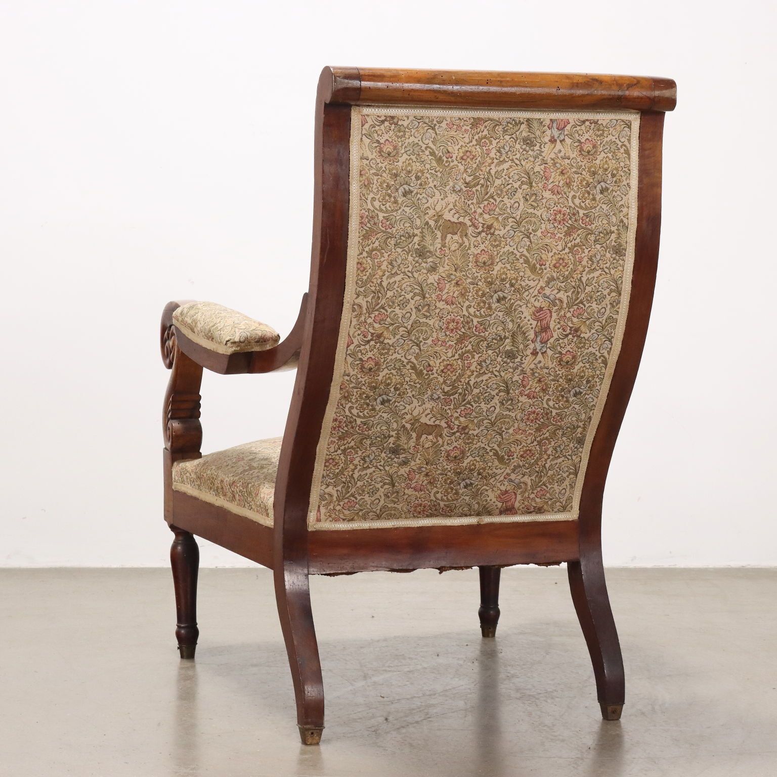 Antique Armchair Louis Philippe Walnut Fabric Italy XIX Century photo buy