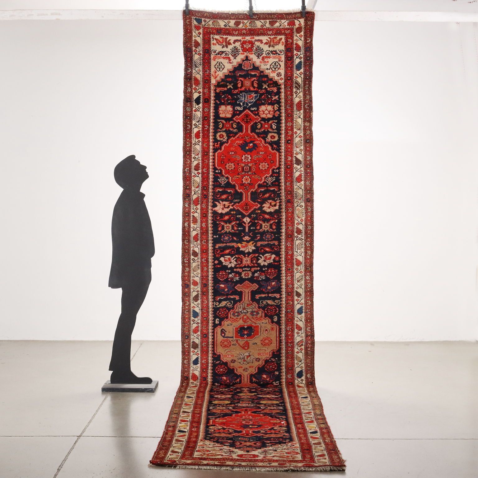Antique Asian Carpet Cotton Wool Heavy Knot 201 X 39 In photo furniture
