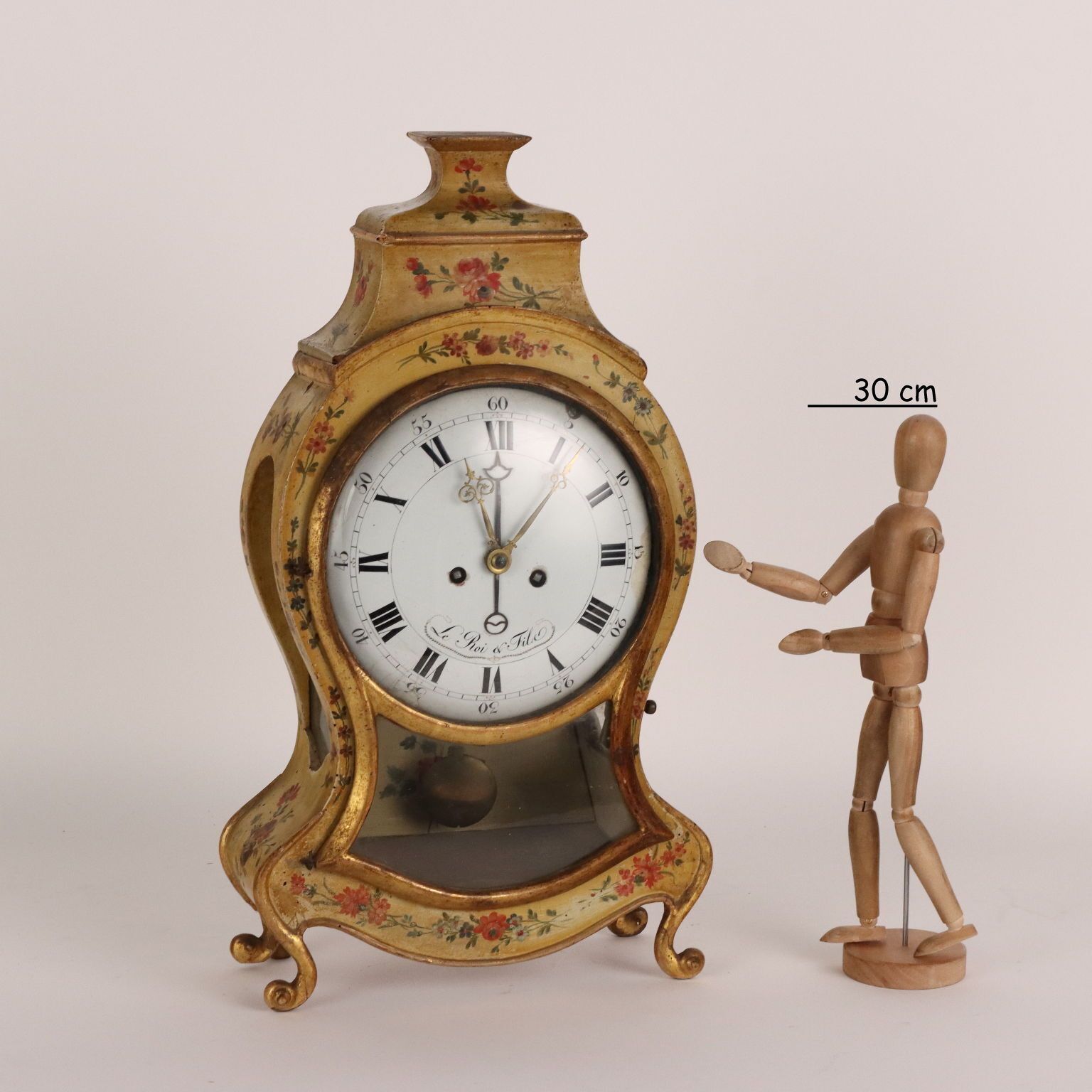 Antique Pendulum Clock Wood Decorations France XVIII Century photo furniture