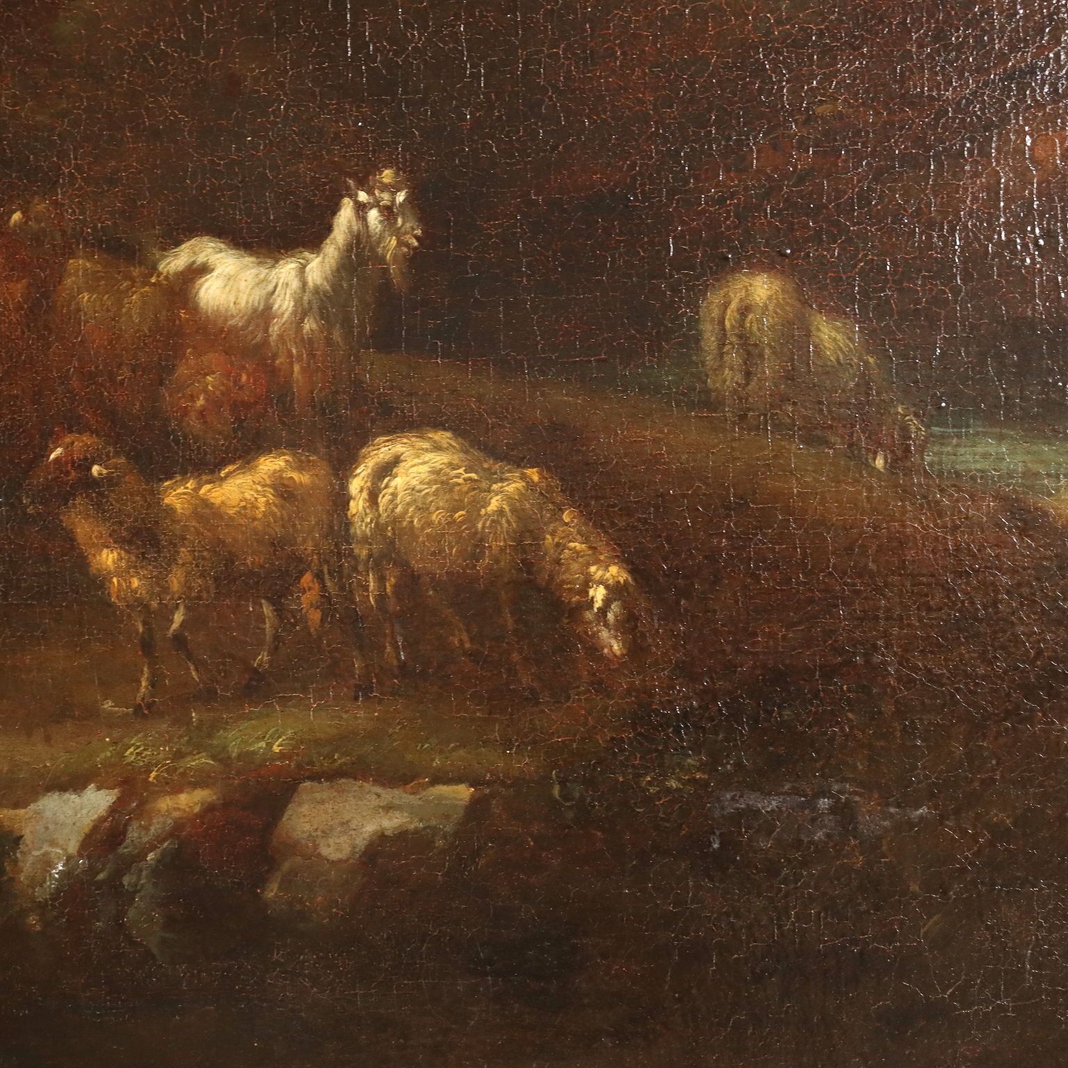 Painting Landscape With Figures And Herds Oil On Canvas XVIII Century photo buy