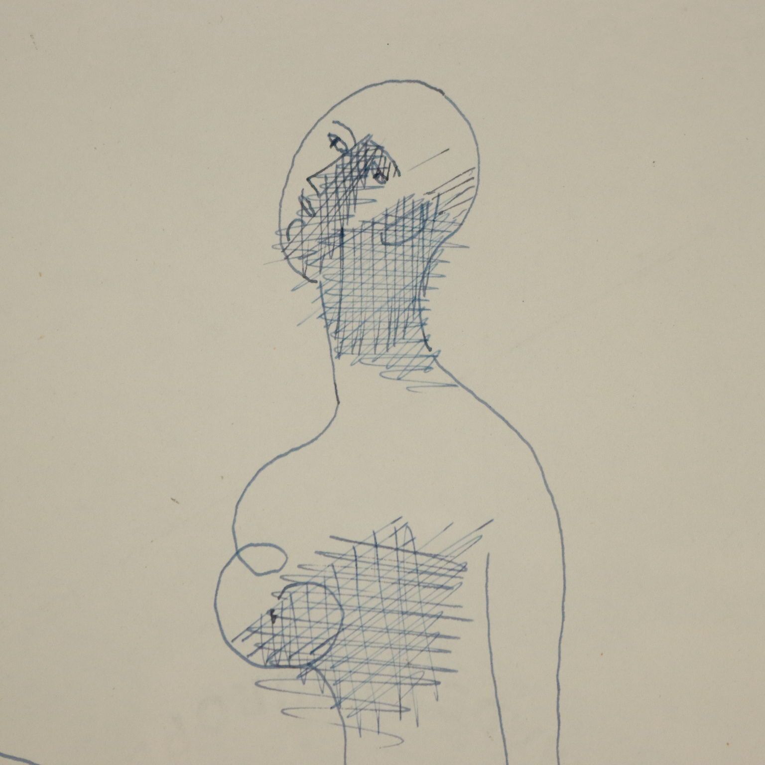 Pen Drawing By Mario Tozzi Figure In Rest 1969 With Authentication Fra photo for sale