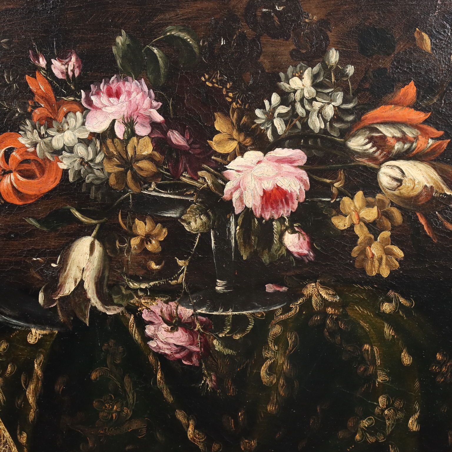 Ancient Painting Still Life With Flowers And Birds Oil On Canvas '600 photo 6920.0