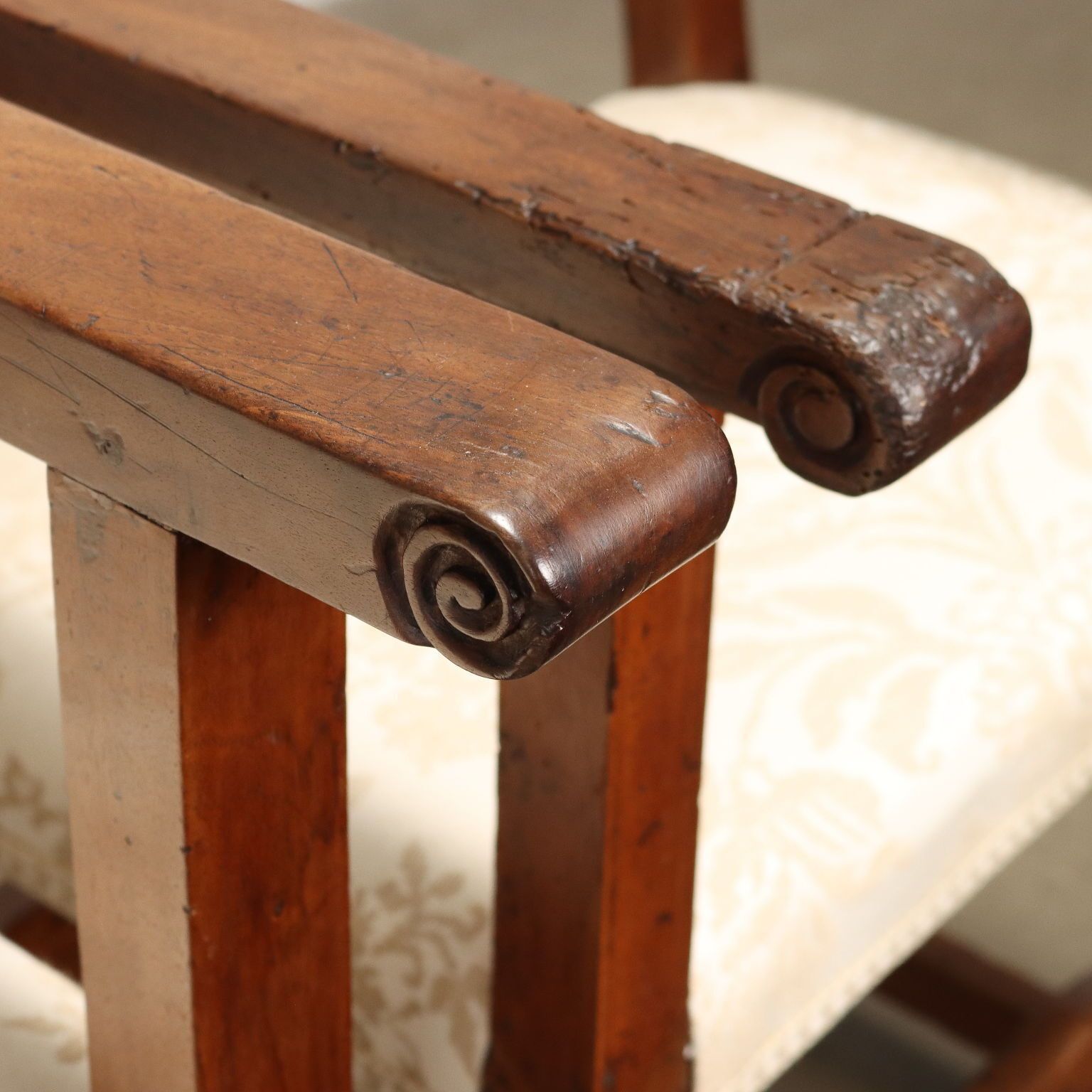 Group Of 3 Antique Armchairs And Chair Walnut Italy Early XIX Century photo vintage