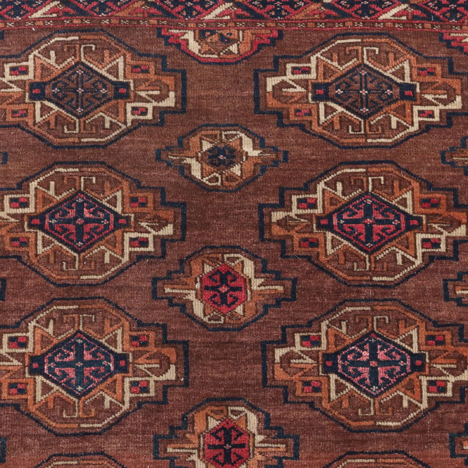 Antique Bukhara Carpet Wool Thin Knot Turkmenistan 75 X 47 In photo for sale