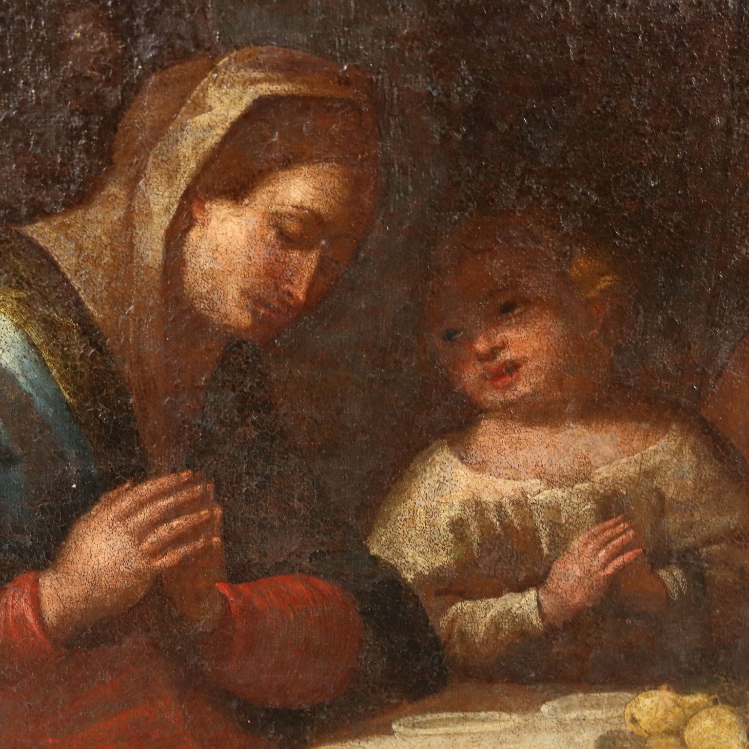 Antique Painting With The Holy Family Oil On Canvas '600 photo Art