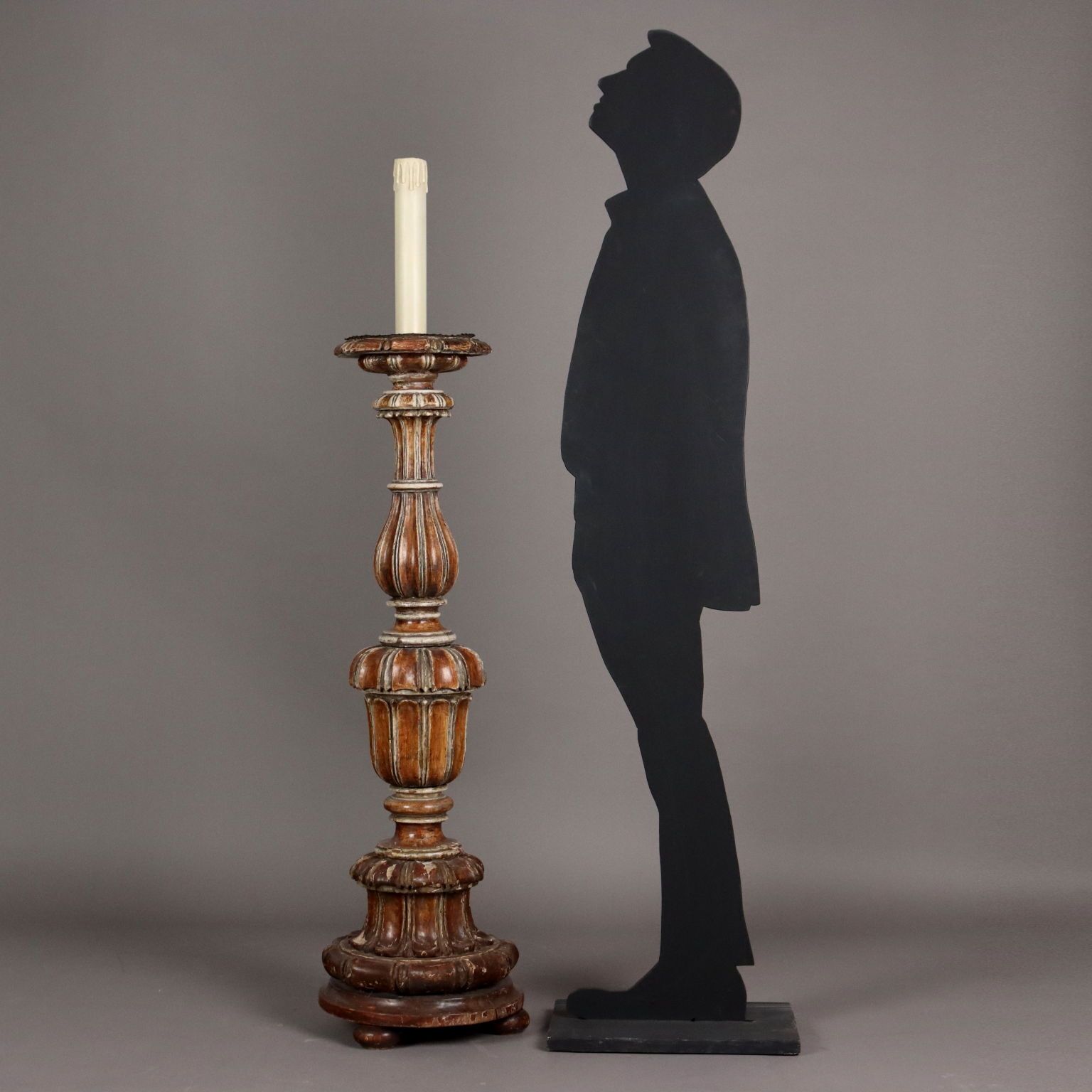 Antique Floor Lamp Lacquered Wood Italy XIX Century photo furniture